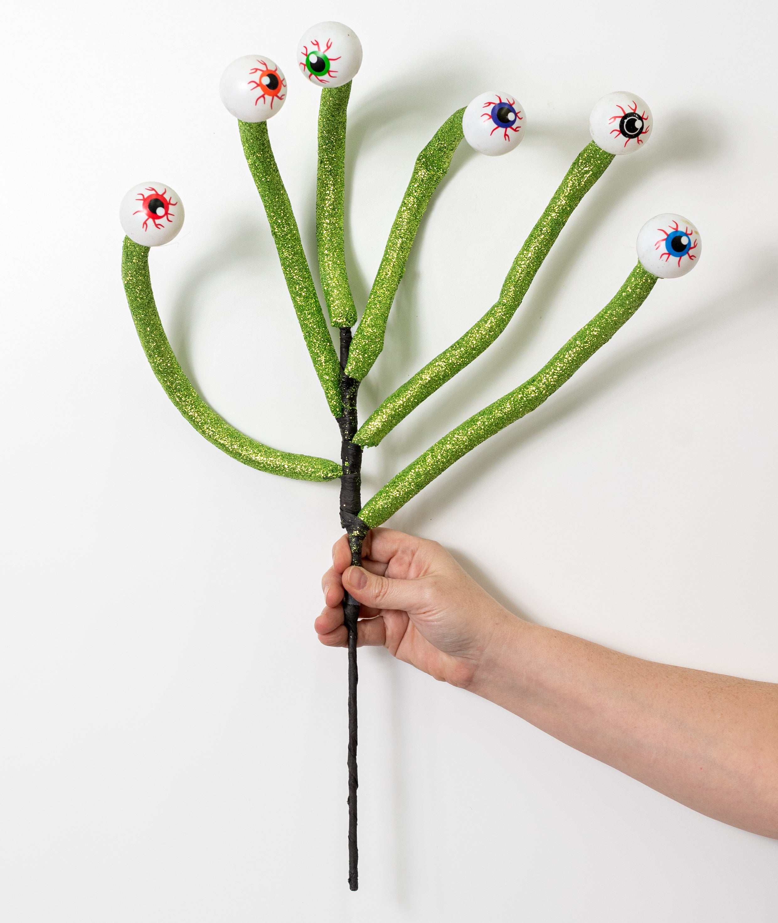 27" Monster Eyeballs Glitter Tube Spray: Lime