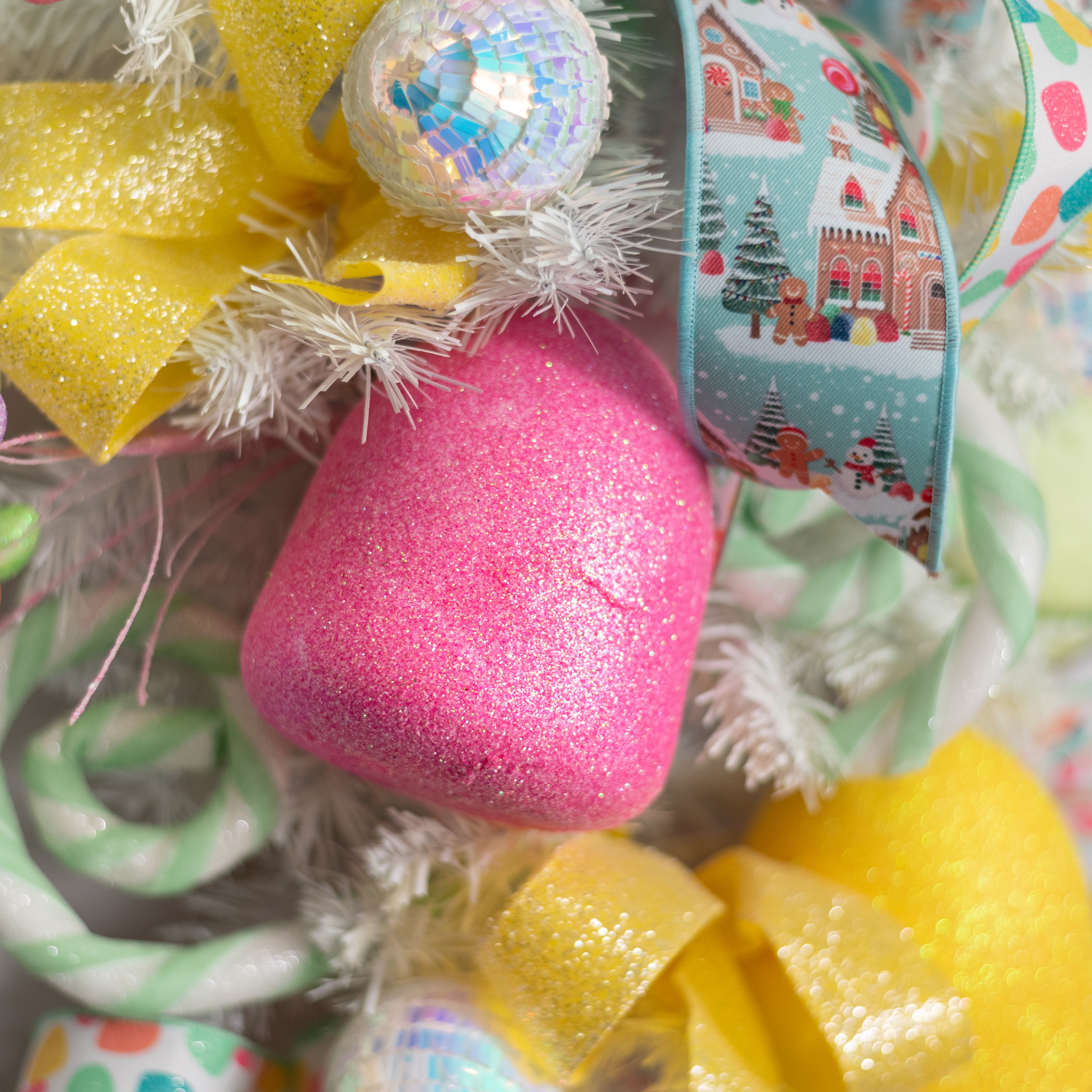 5" Glitter Gumdrop Ornament: Pink