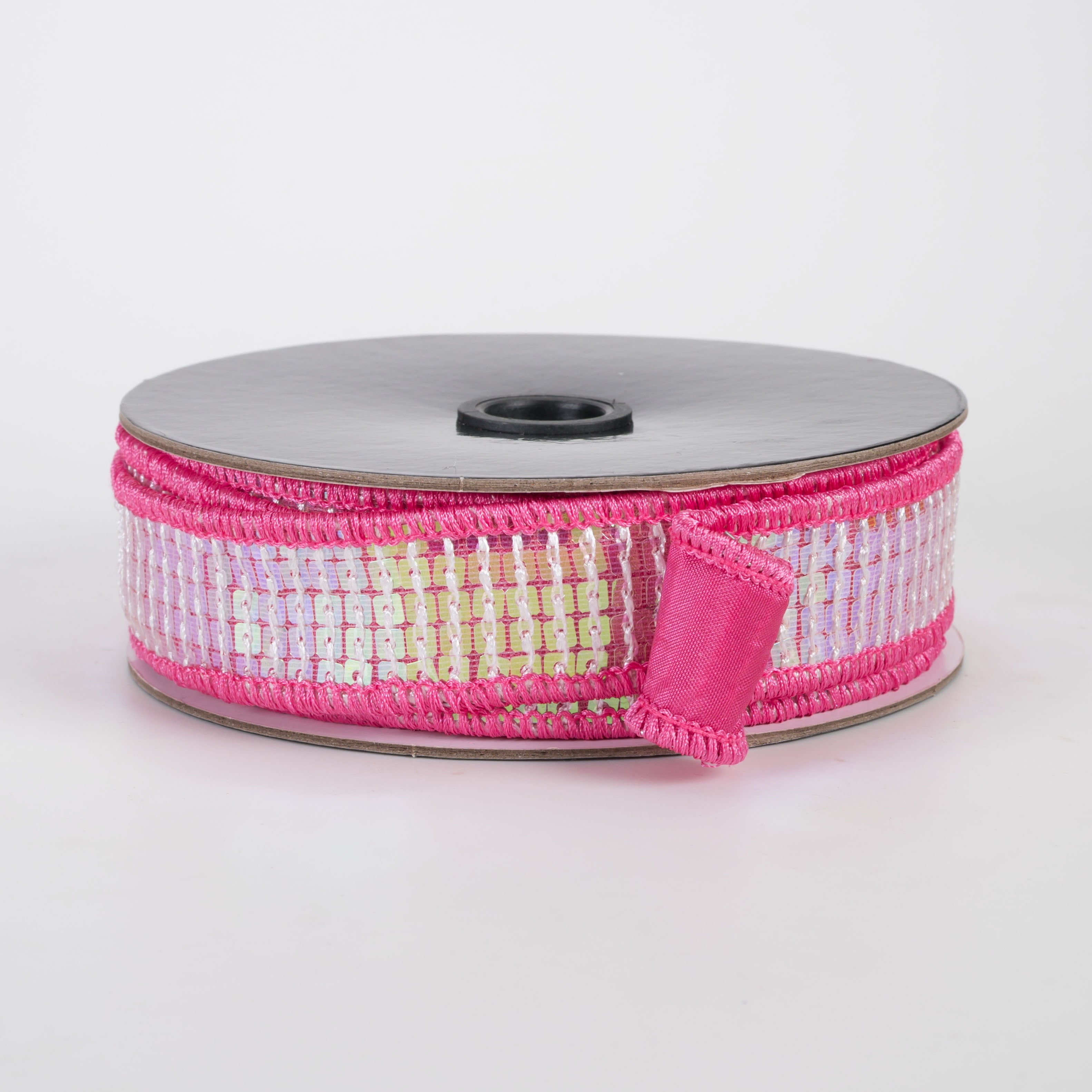 1" Disco Ball Sequin Ribbon: Pink & Iridescent (10 Yards)