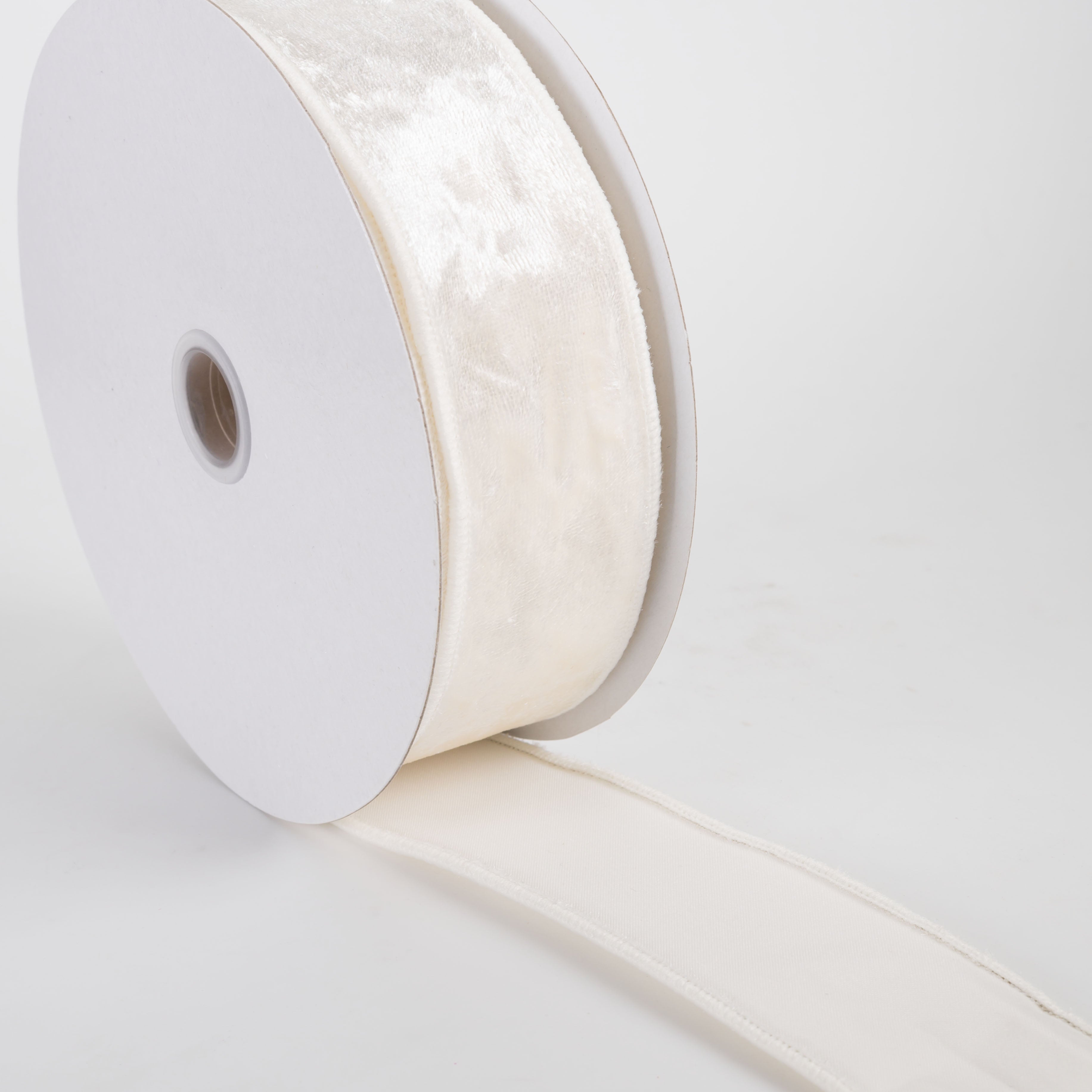 1.5" Lush Velvet Matte Satin Backed Ribbon: Ivory (10 Yards)