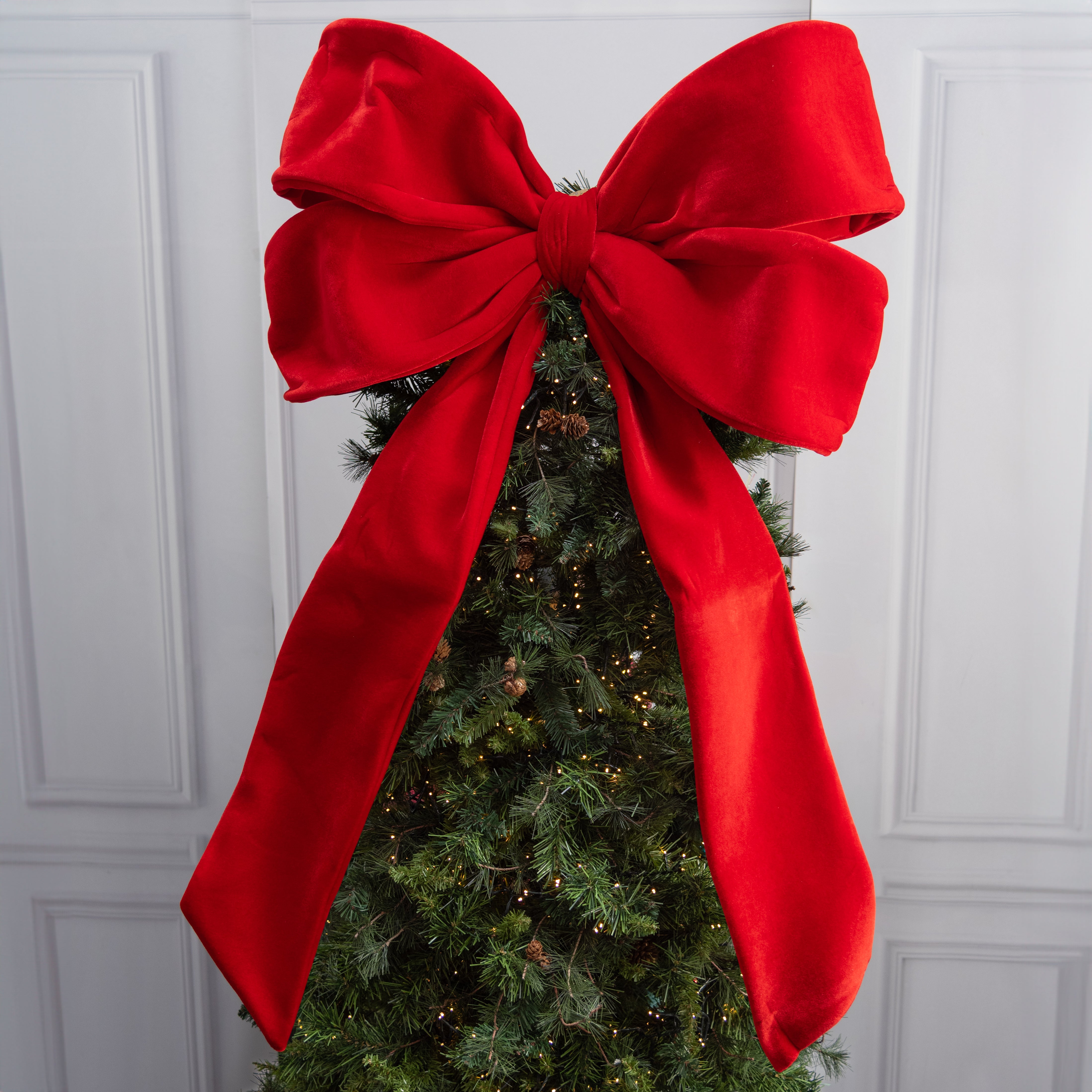 47" Oversized Velvet Bow: Red
