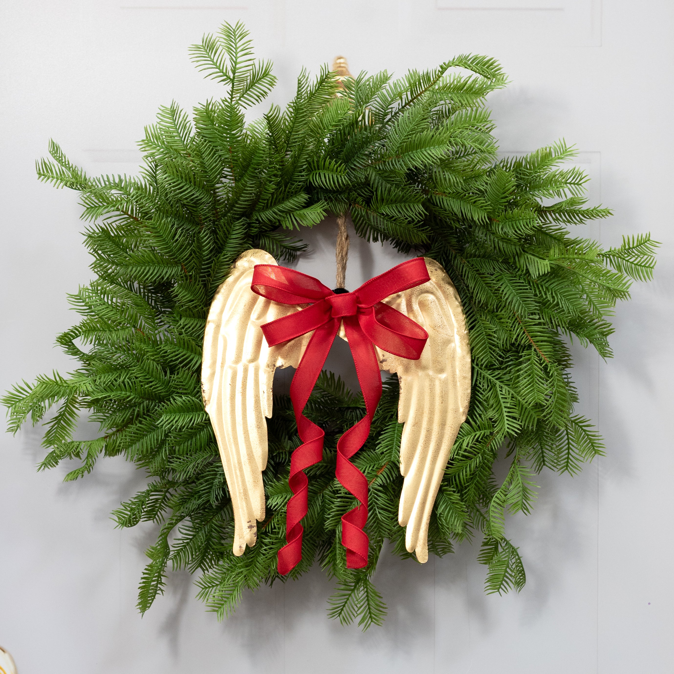 13" Distressed Metal Angel Wings: Antique Gold