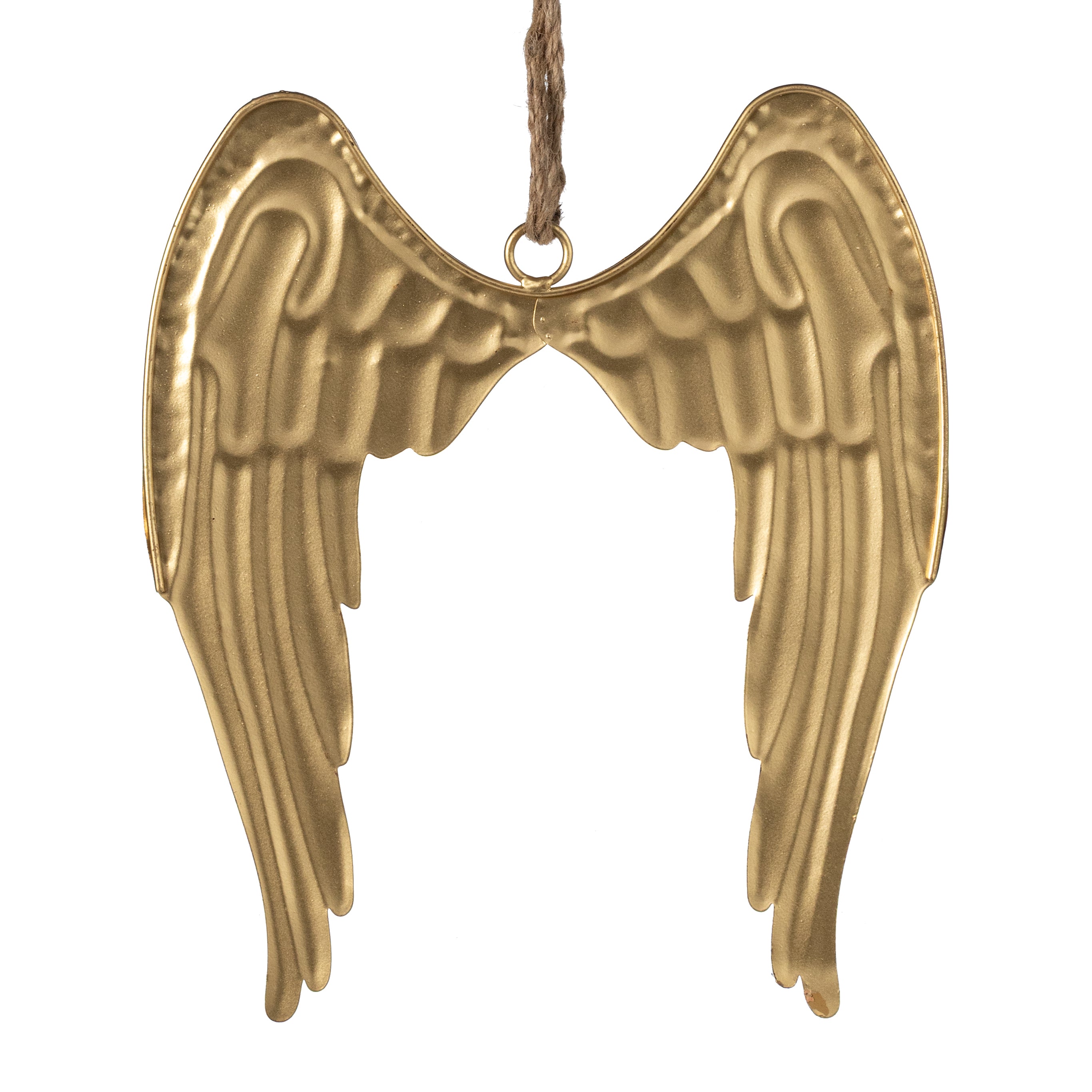 13" Distressed Metal Angel Wings: Antique Gold