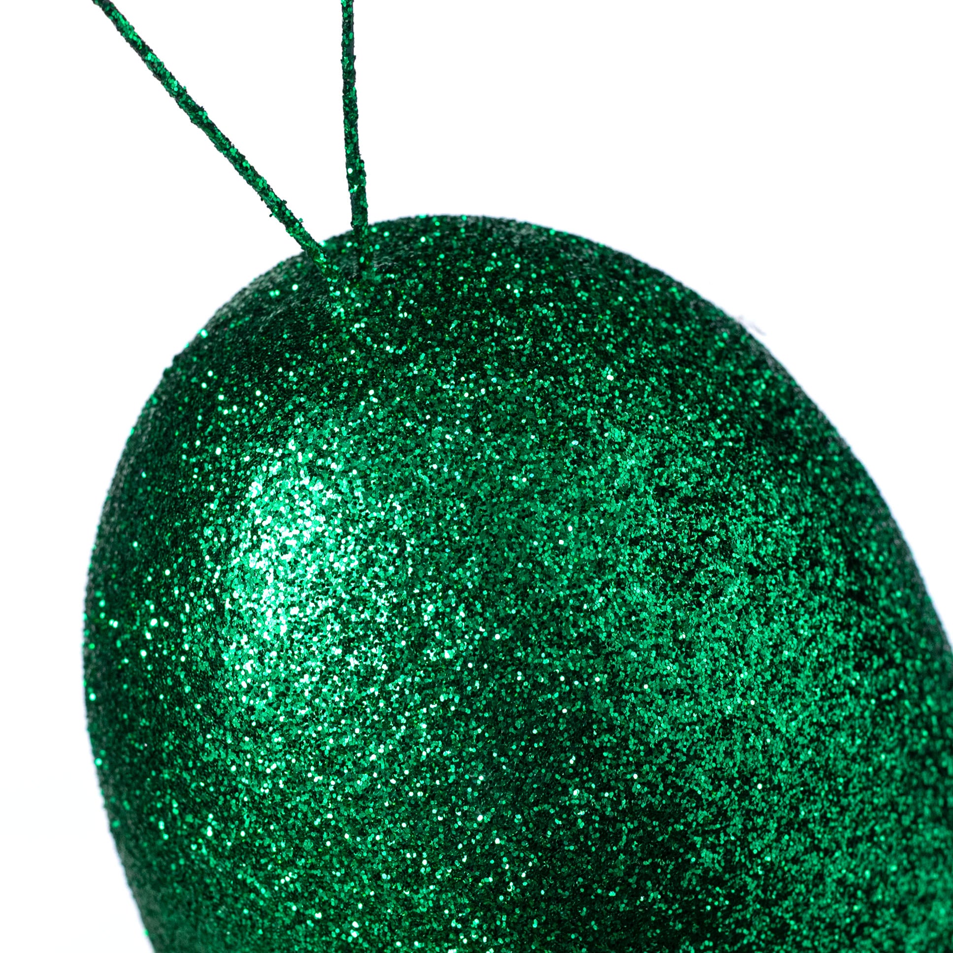 5" Glitter Gumdrop Ornament: Metallic Emerald Green