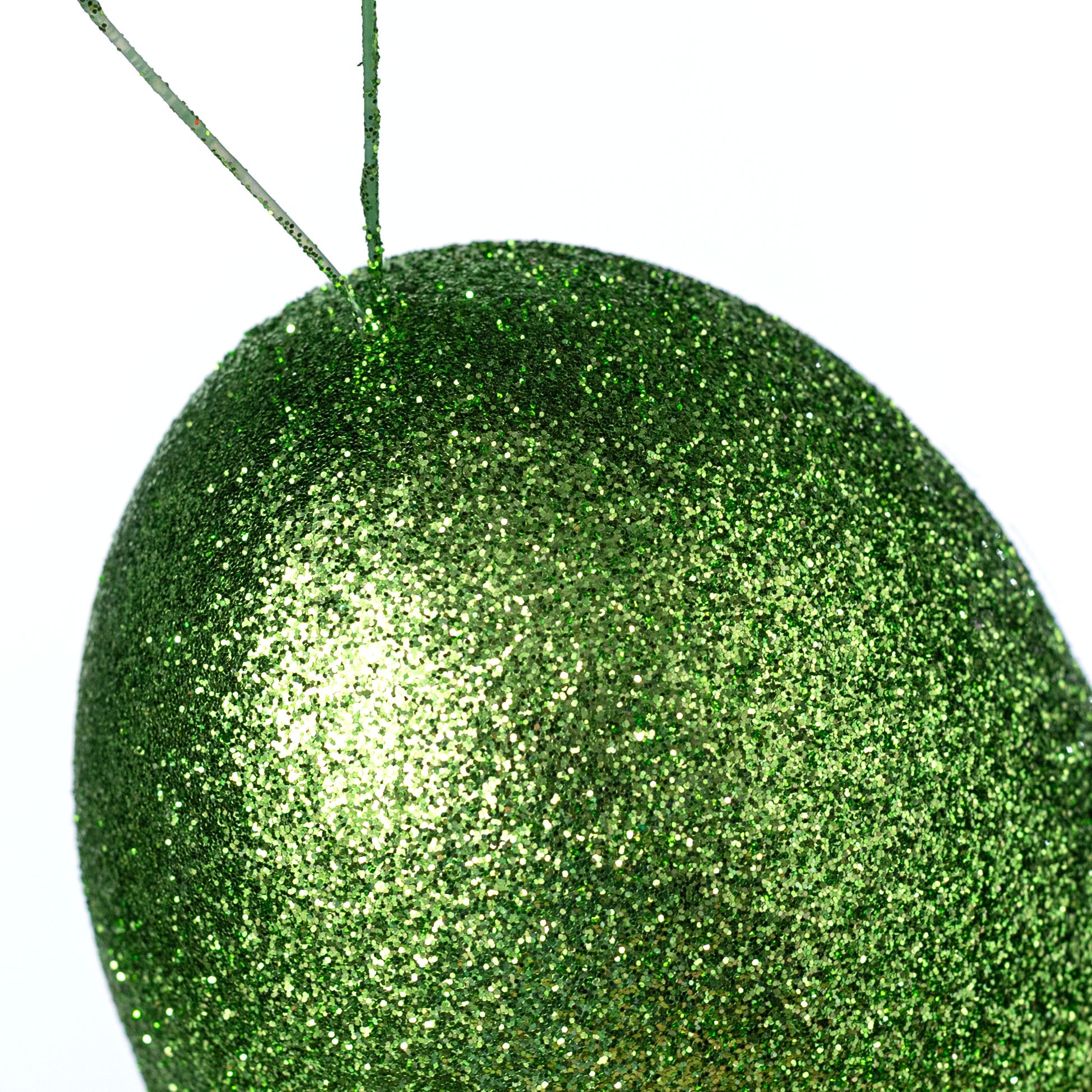 5" Glitter Gumdrop Ornament: Metallic Lime Green