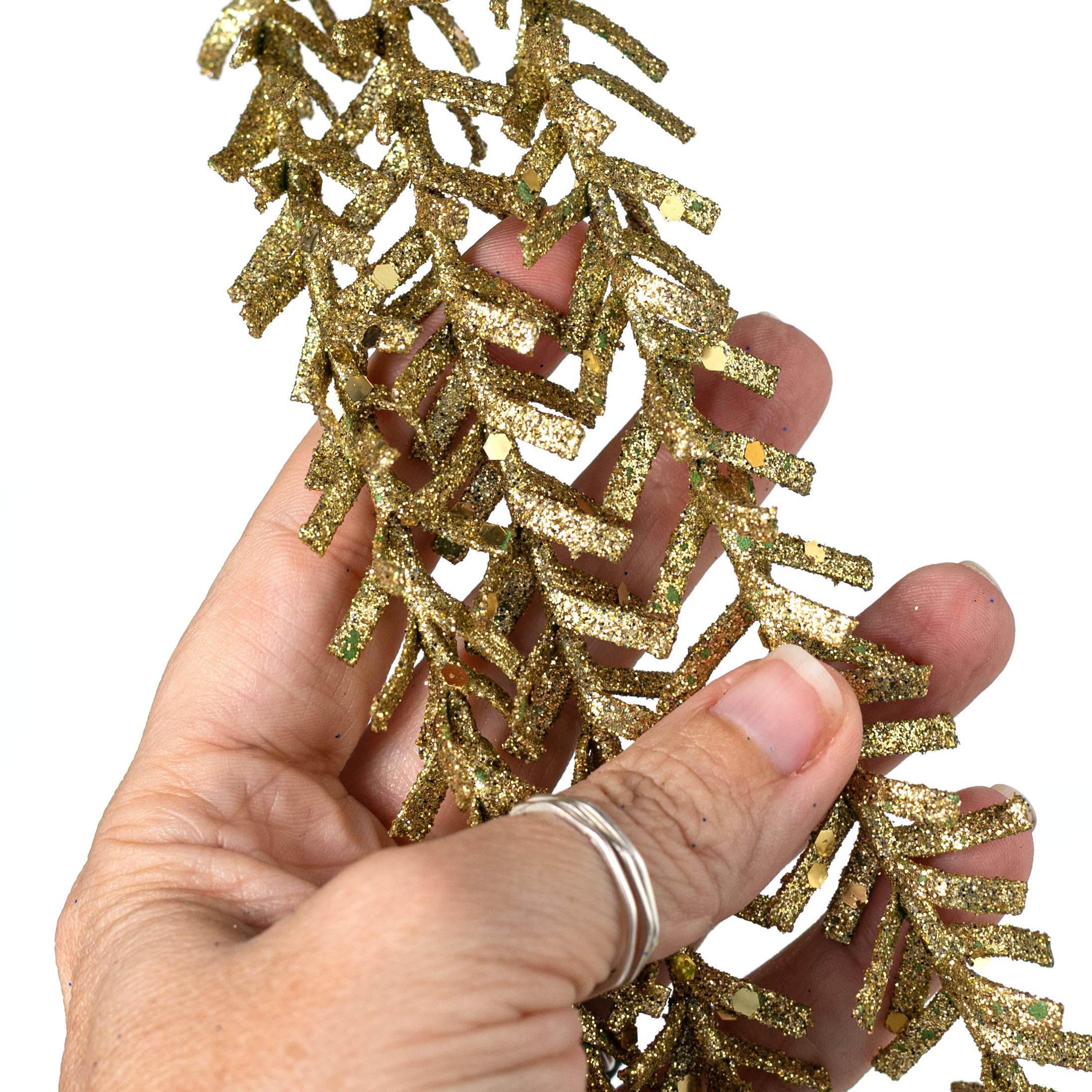 48" Glittered Pine Hanging Spray: Gold