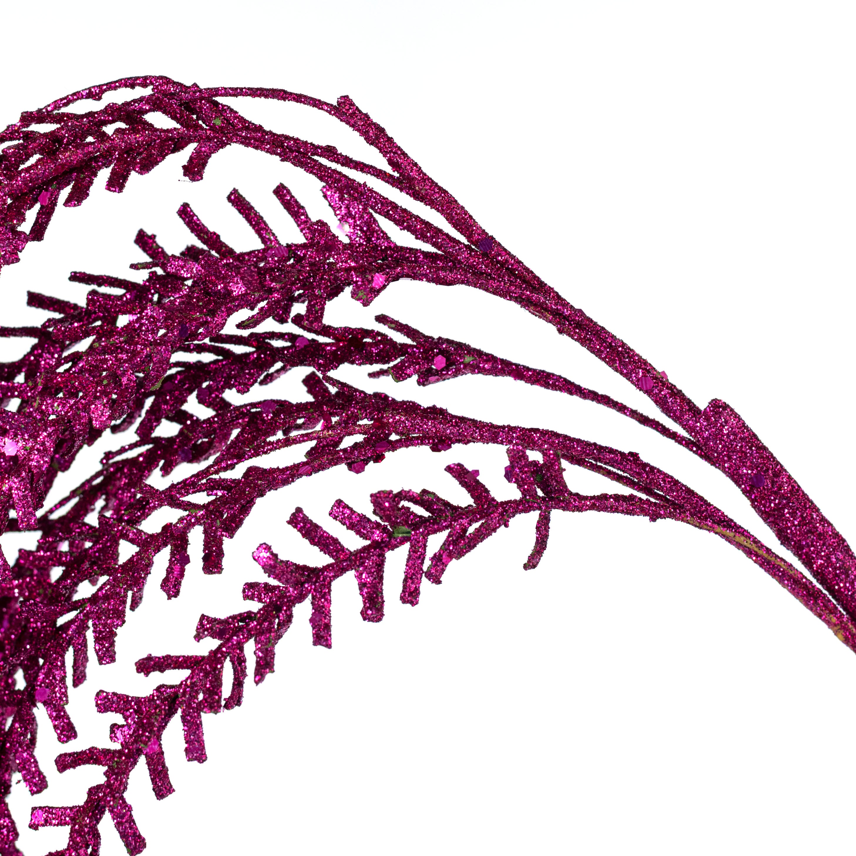 48" Glittered Pine Hanging Spray: Fuchsia Pink