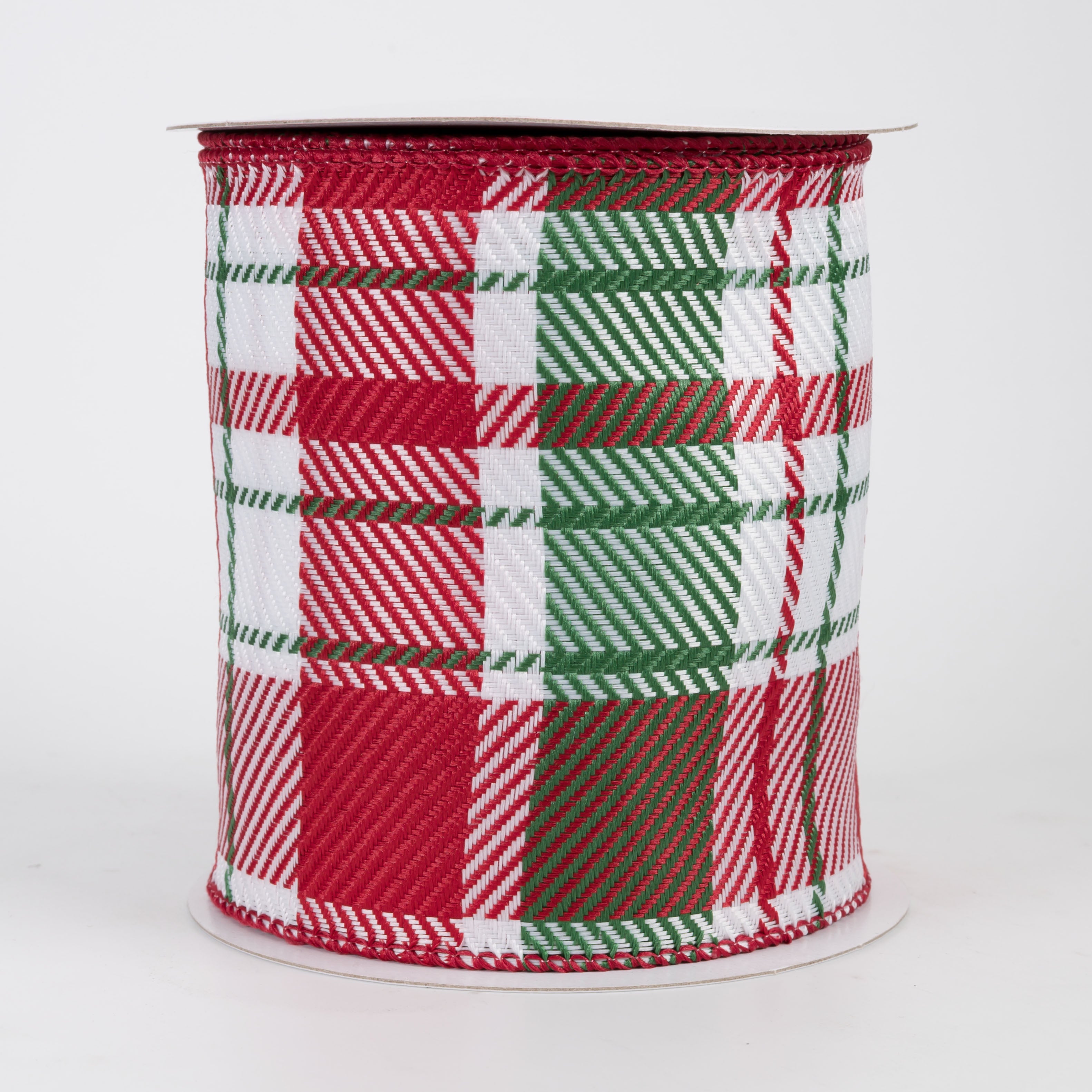 4" Bold Evan Christmas Woven Plaid Ribbon: Red & Emerald (10 Yards)