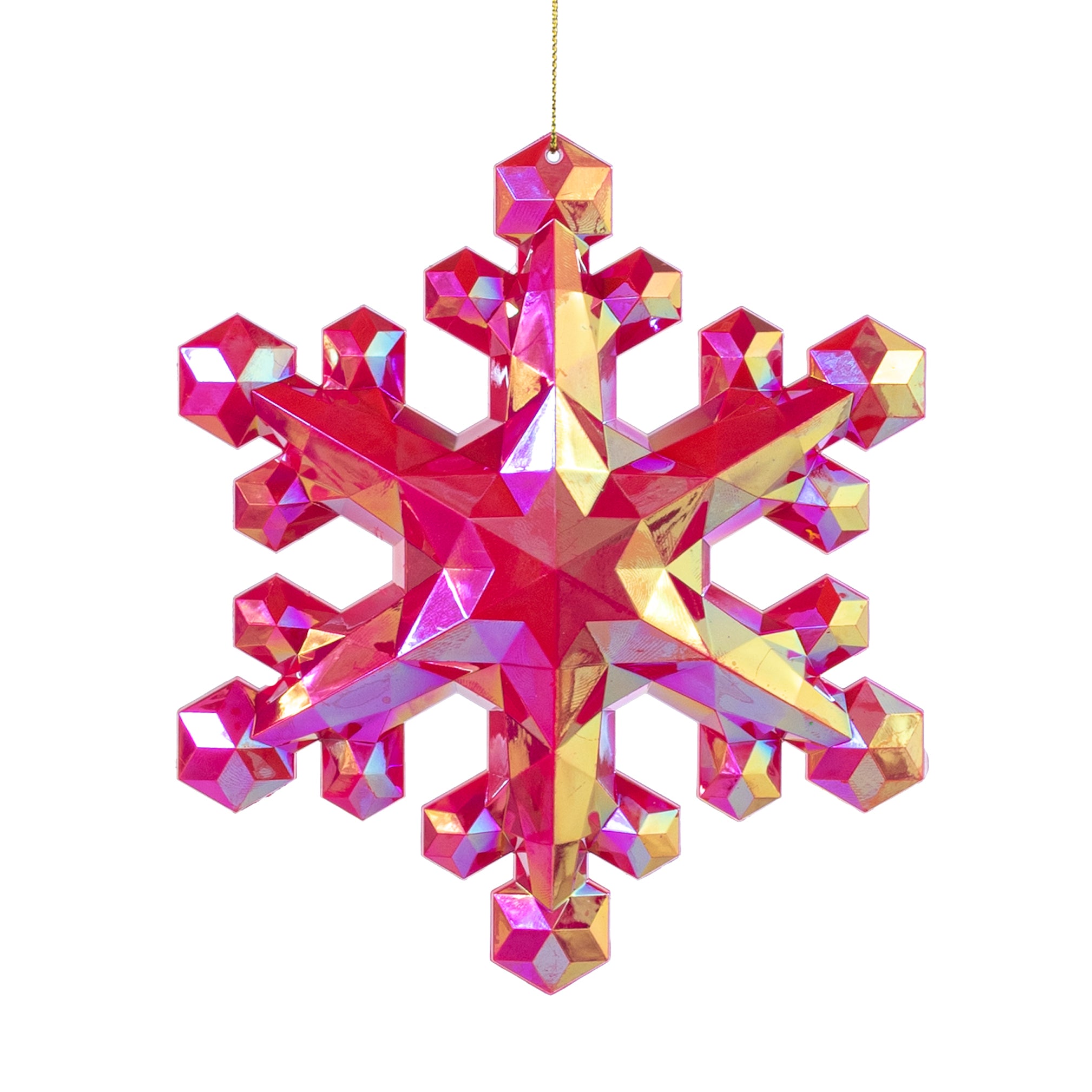 6" Snowflake Ornament: Iridescent Hot Pink