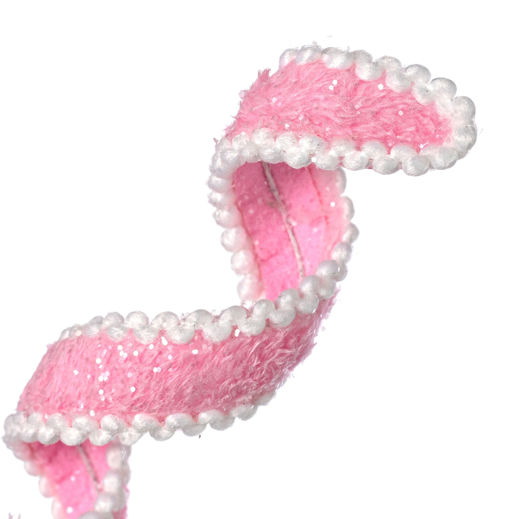 30" Fuzzy Fabric & Trim Curly Spray: Pink & White