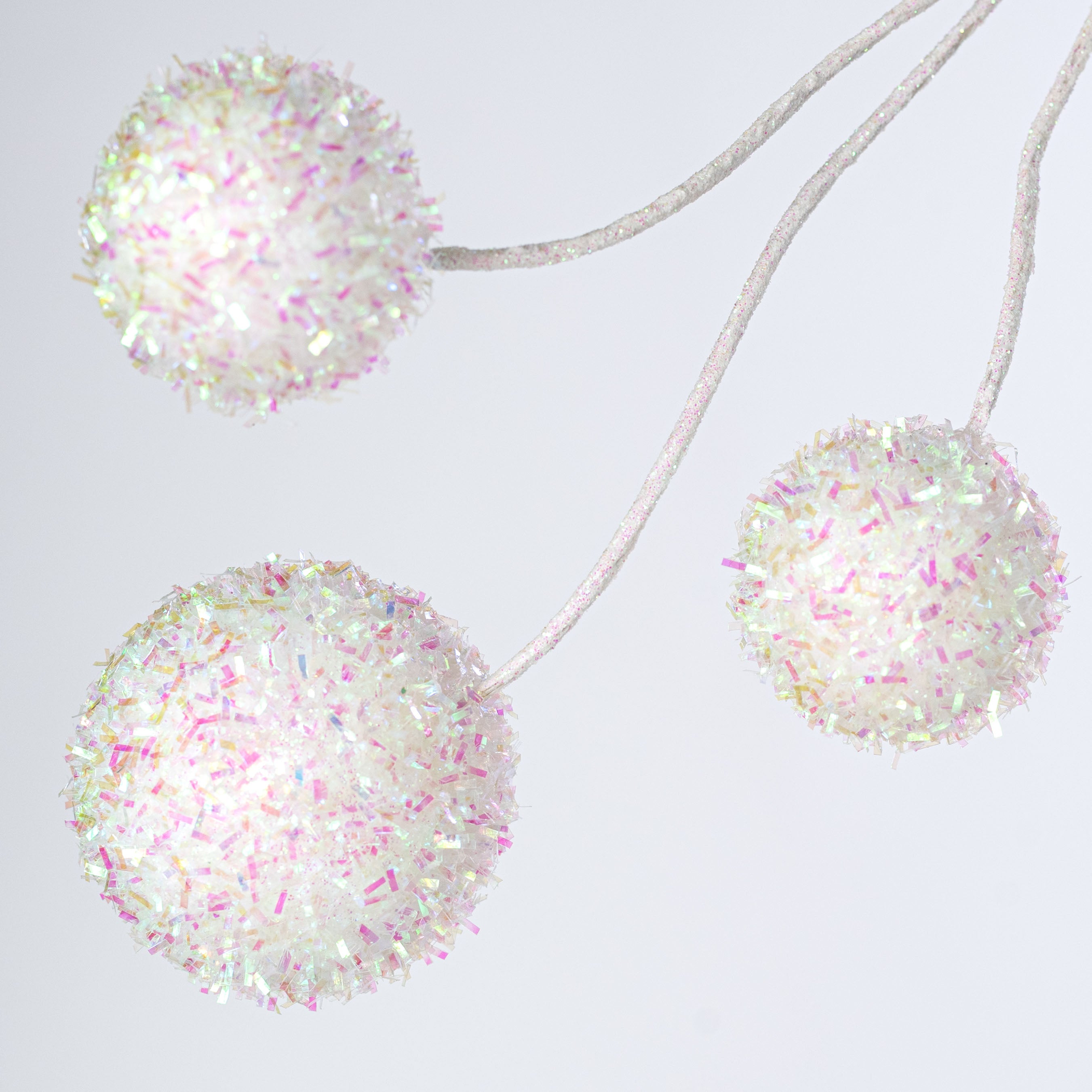 60" V-Cut Foil Ball Garland: Iridescent White