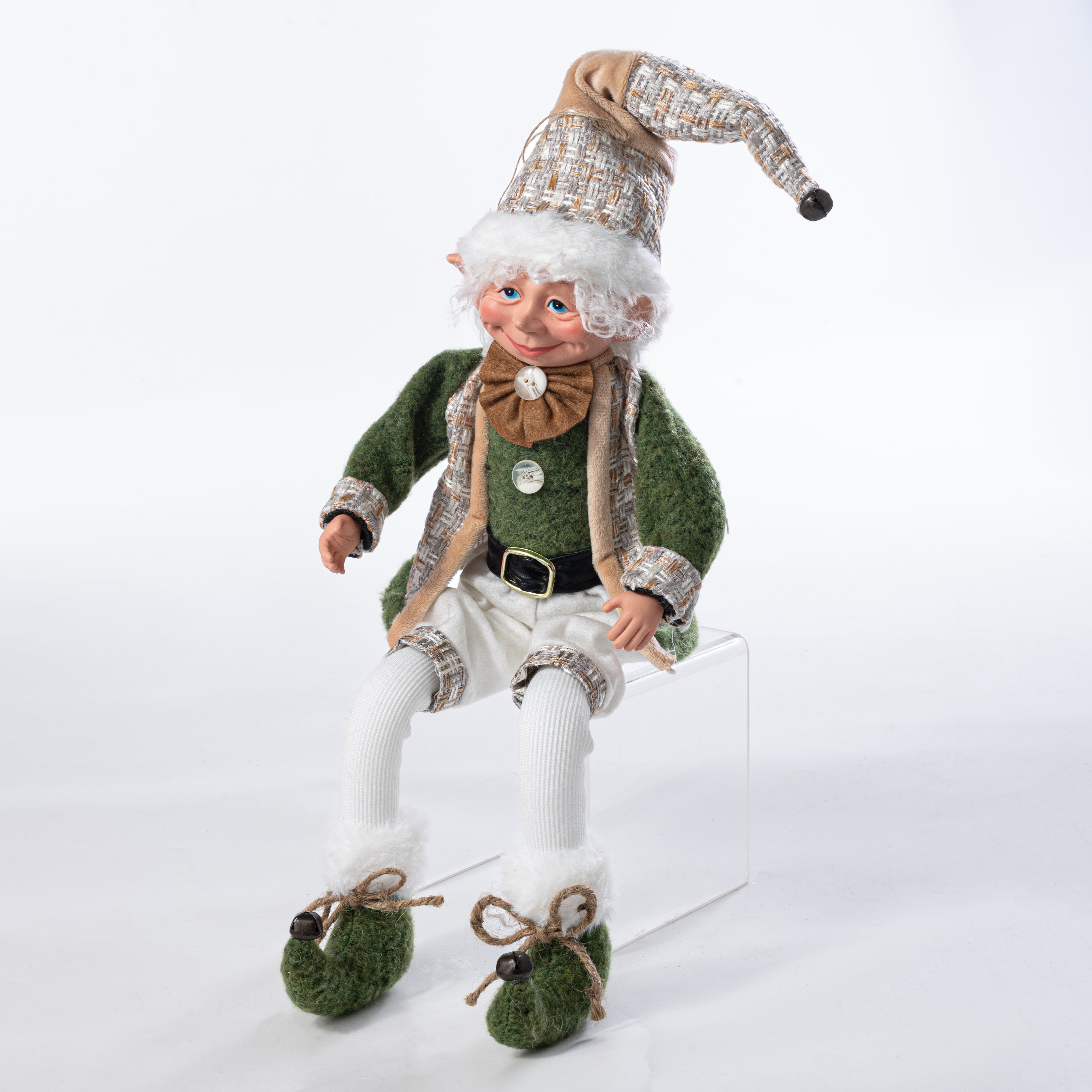 18" Woodland Elf Hanging Doll Ornament: Moss