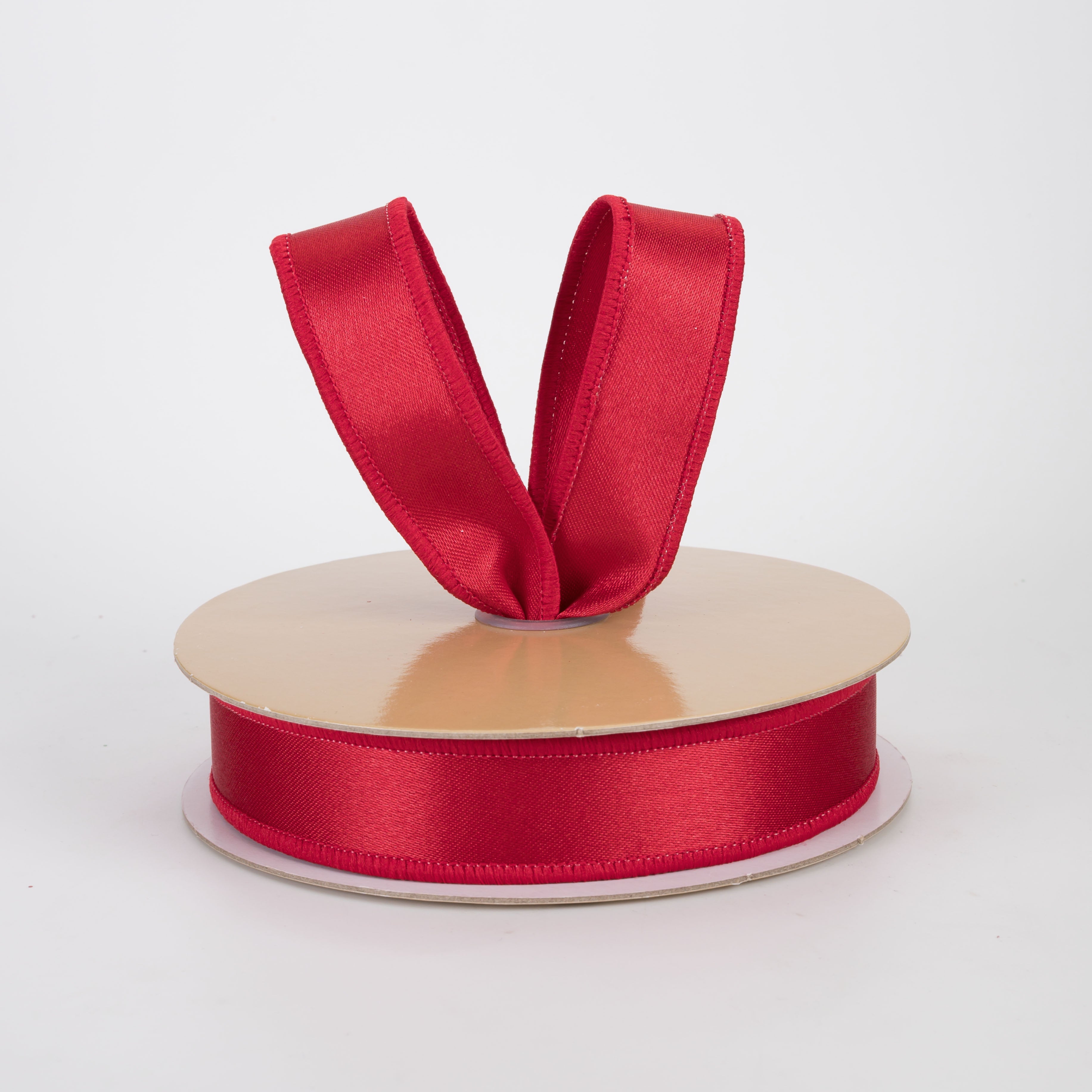 7/8" Double Sided Fused Satin Ribbon: Red (10 Yards)