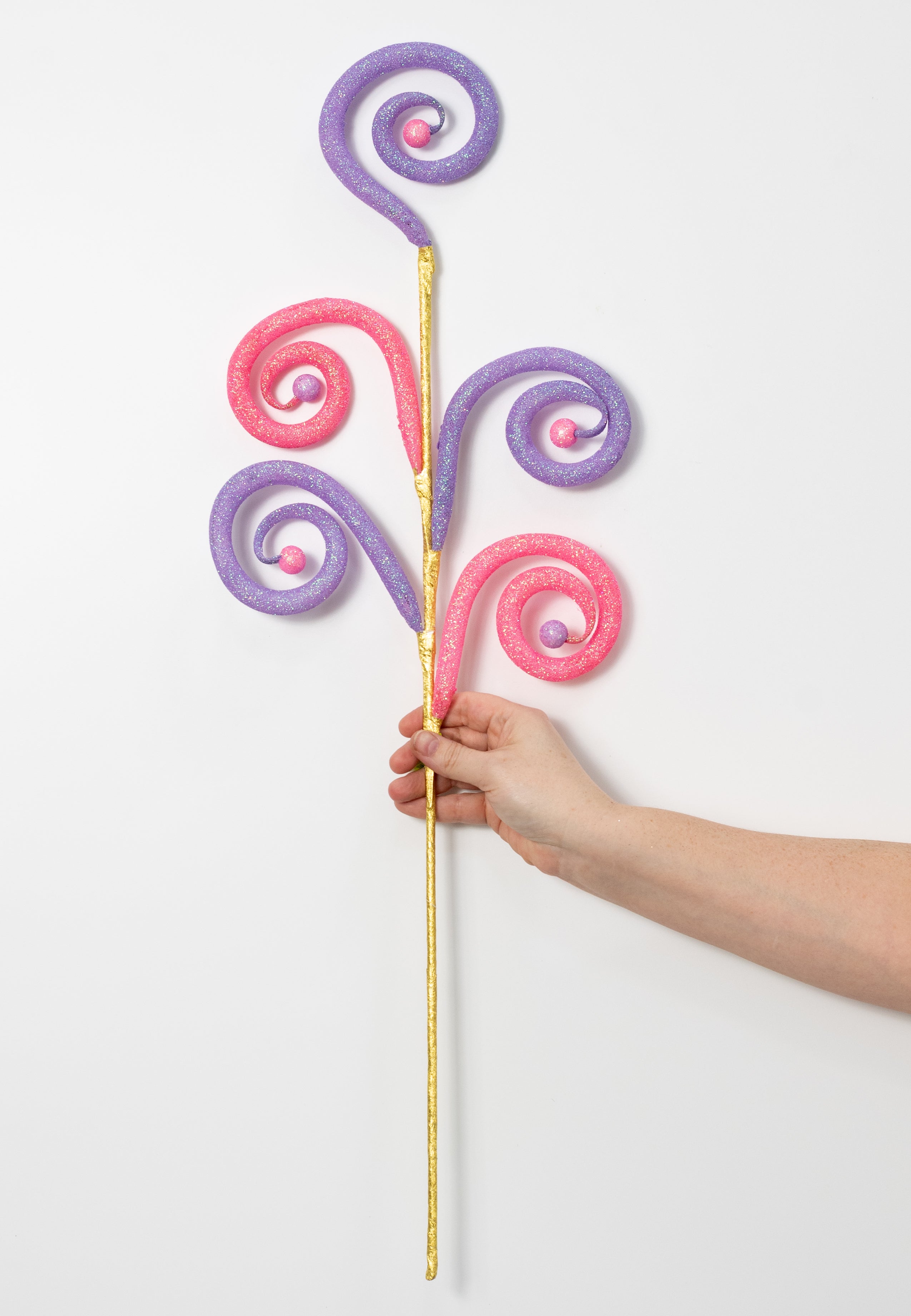 28" Spiral Curly Spray: Pink & Lavender