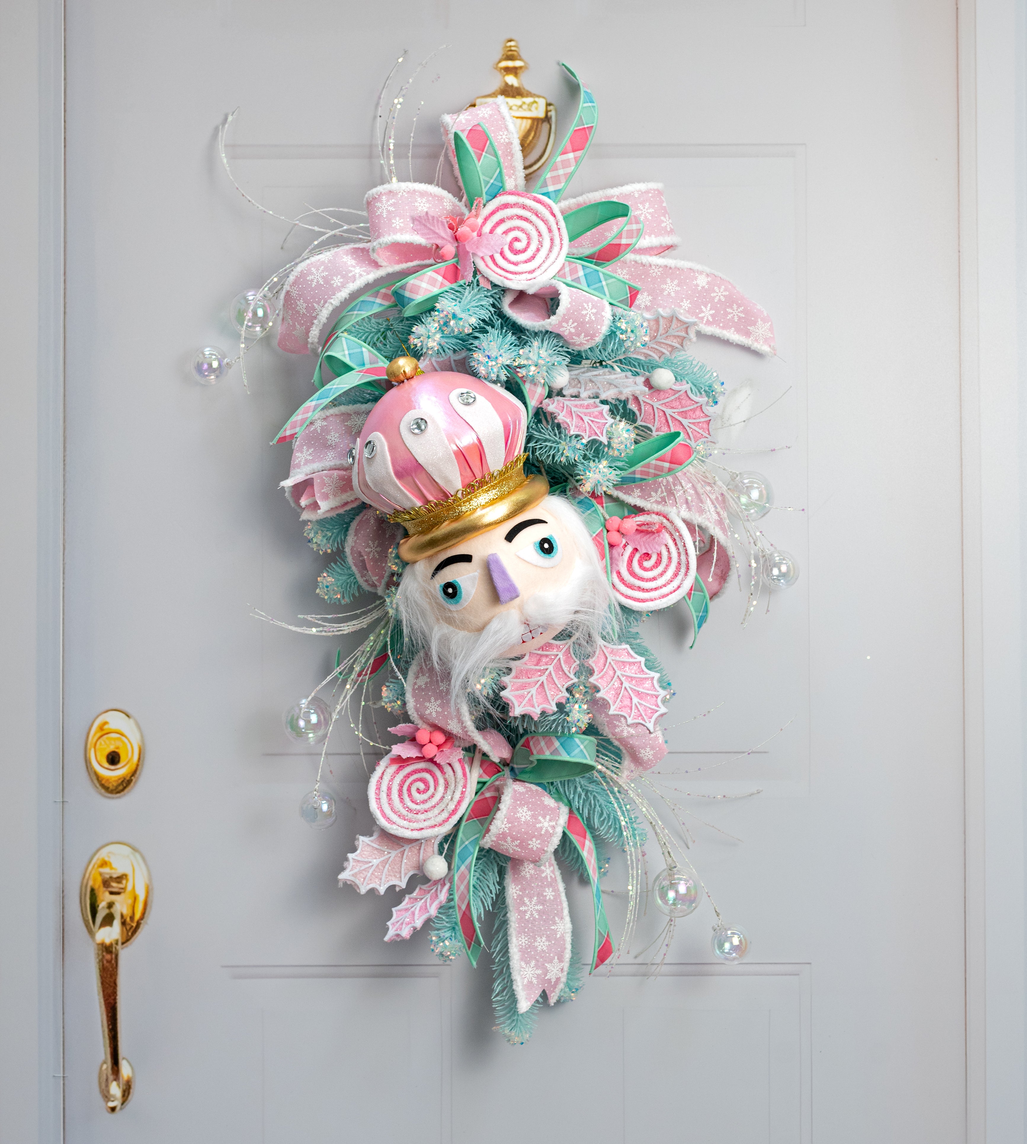 12" Nutcracker King Head Ornament: Pink & Lavender