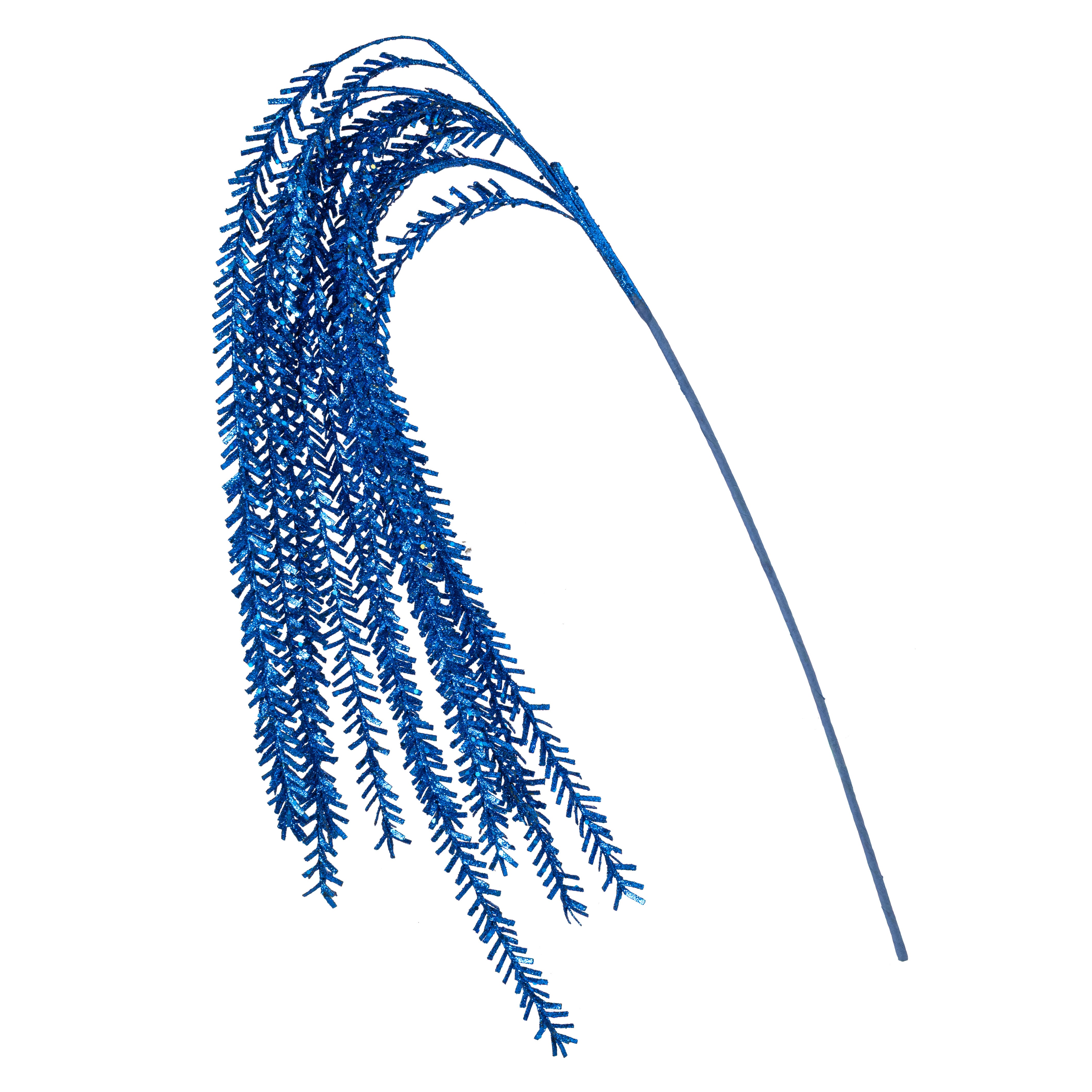 48" Glittered Pine Hanging Spray: Royal Blue