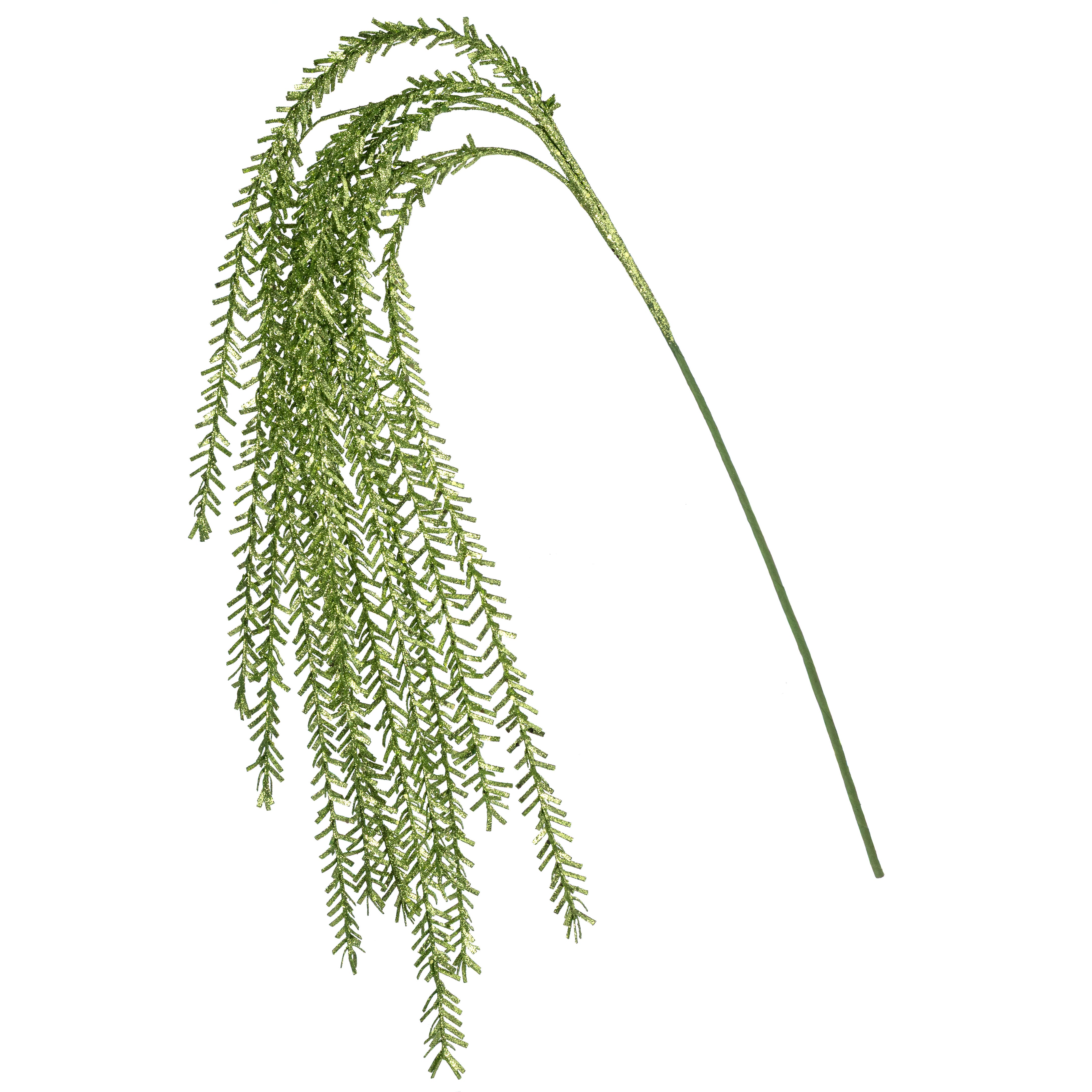 48" Glittered Pine Hanging Spray: Lime Green