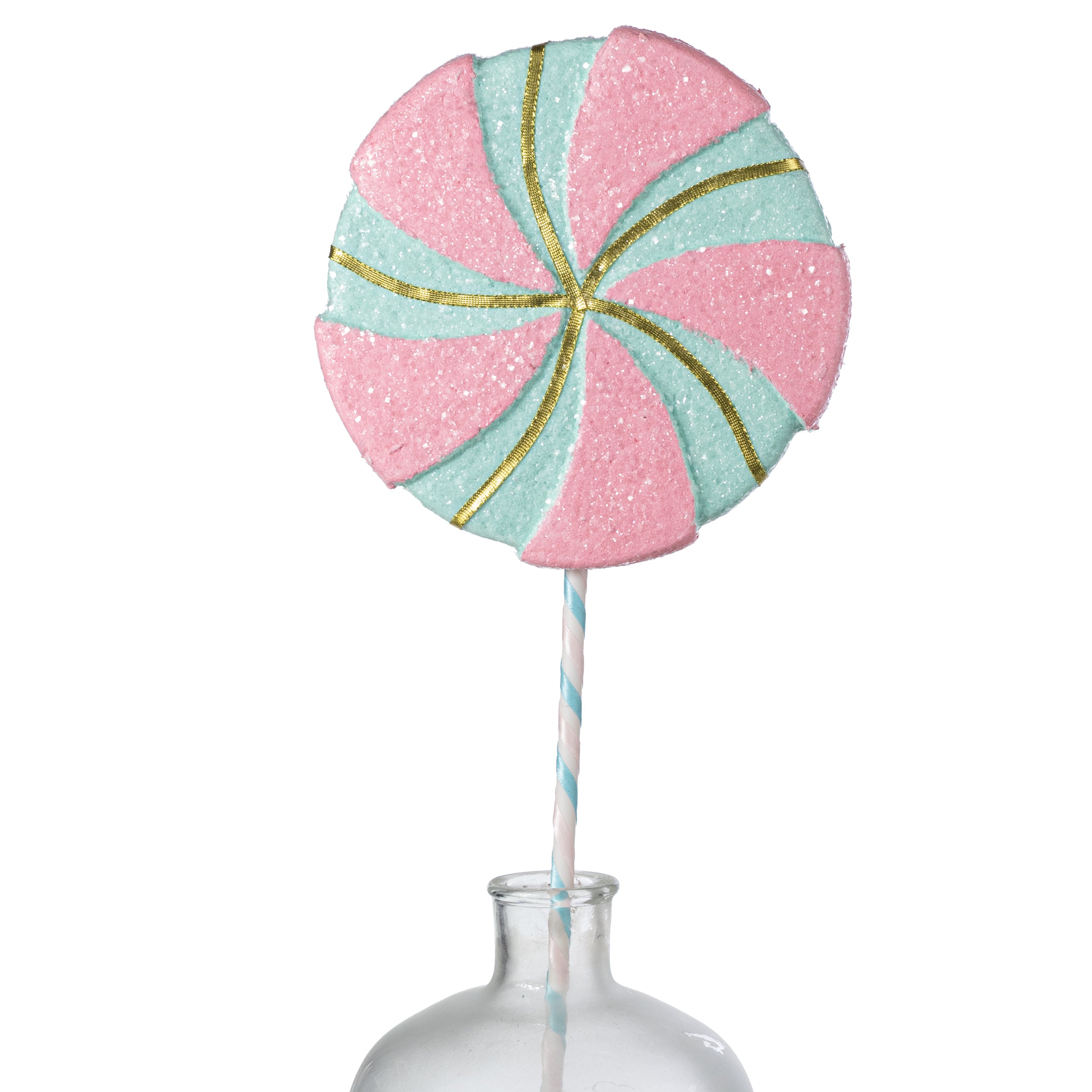 9" x 26" Candy Glittered Lollipop Spray: Mint Blue & Pink