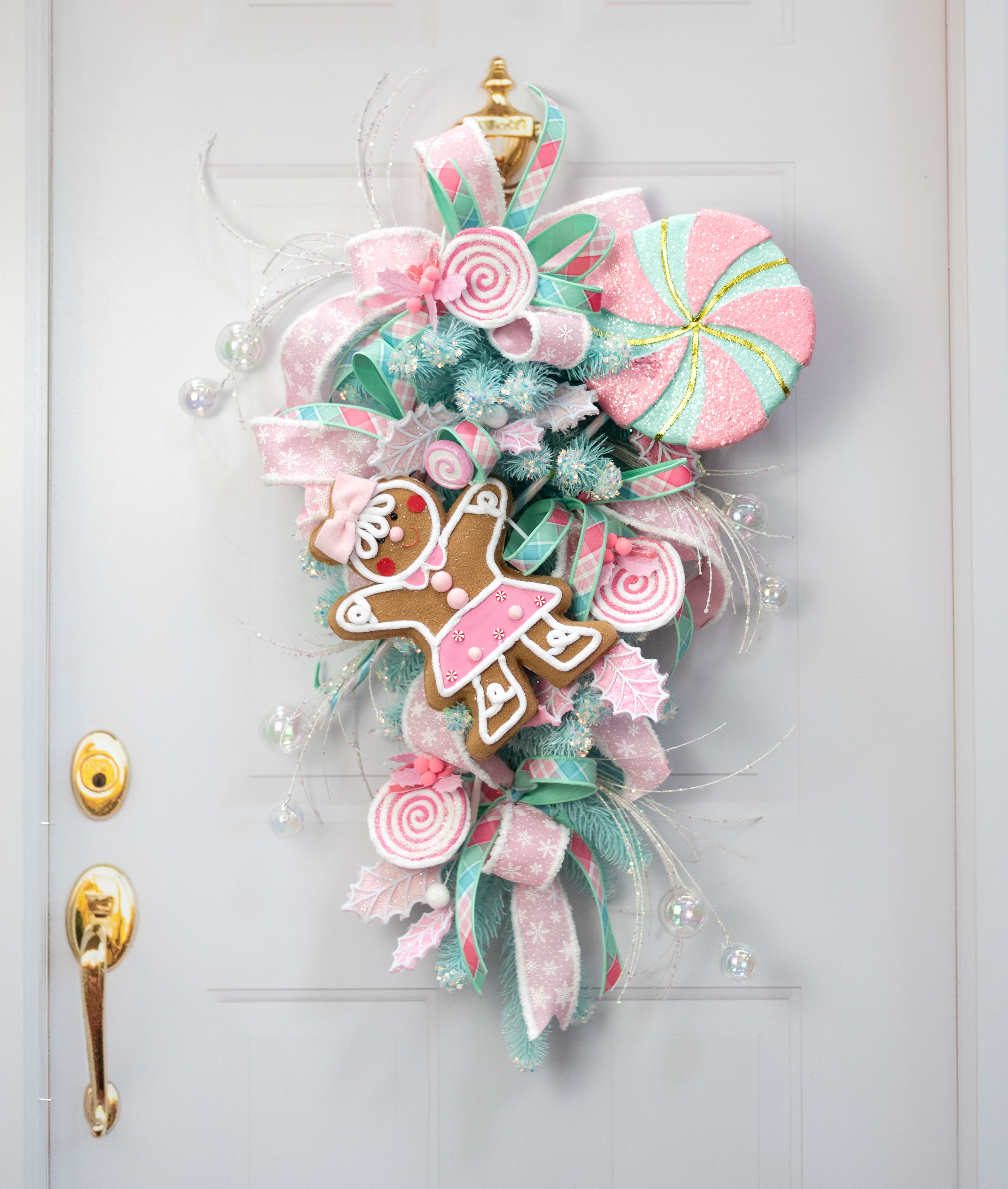 9" x 26" Candy Glittered Lollipop Spray: Mint Blue & Pink