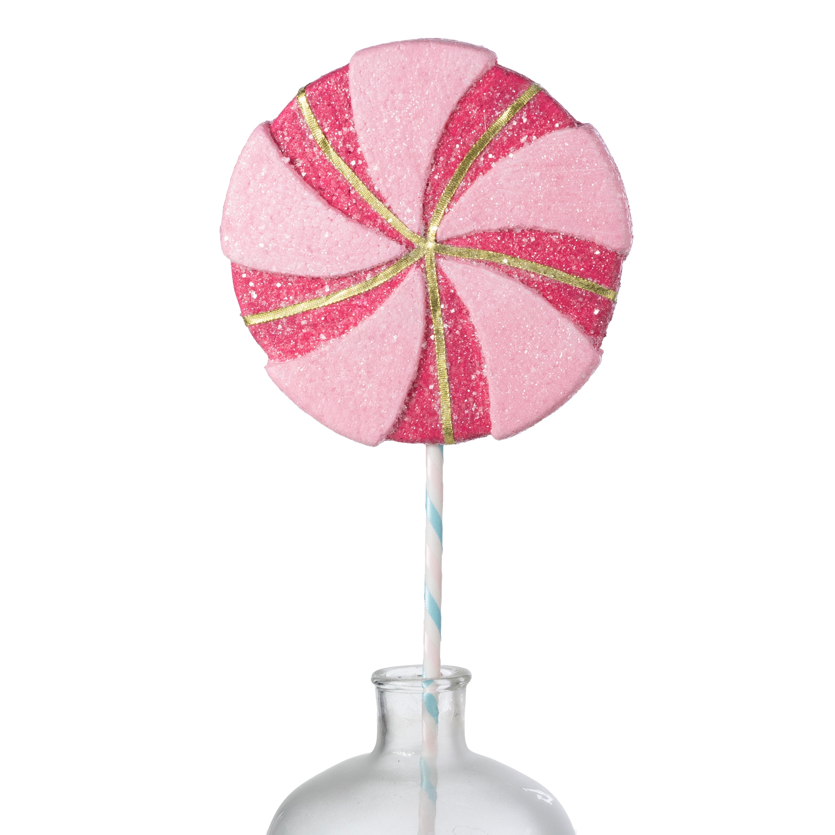 9" x 26" Candy Glittered Lollipop Spray: Fuchsia & Pink