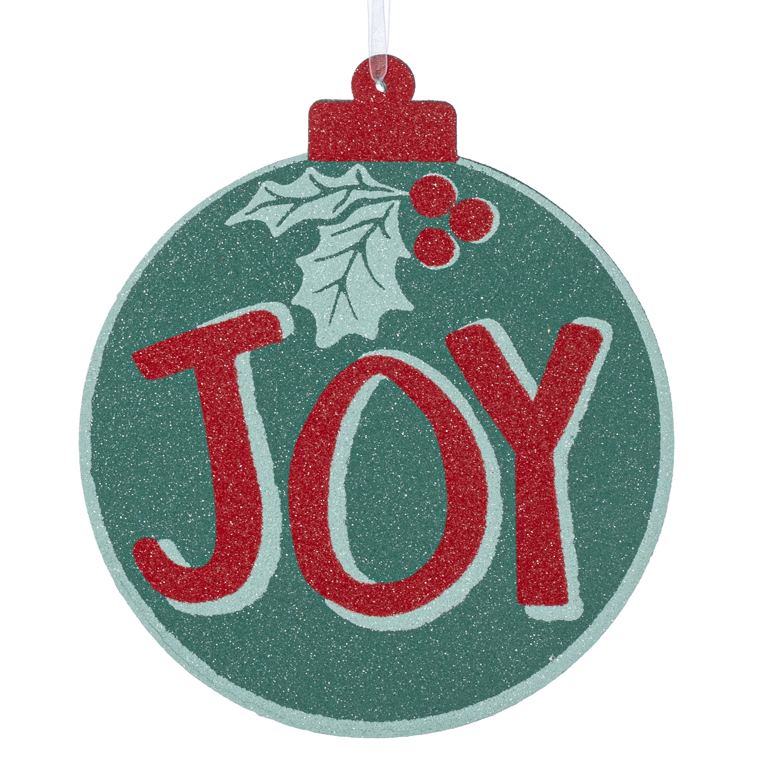 9" Joy Ornament Sign: Teal & Red