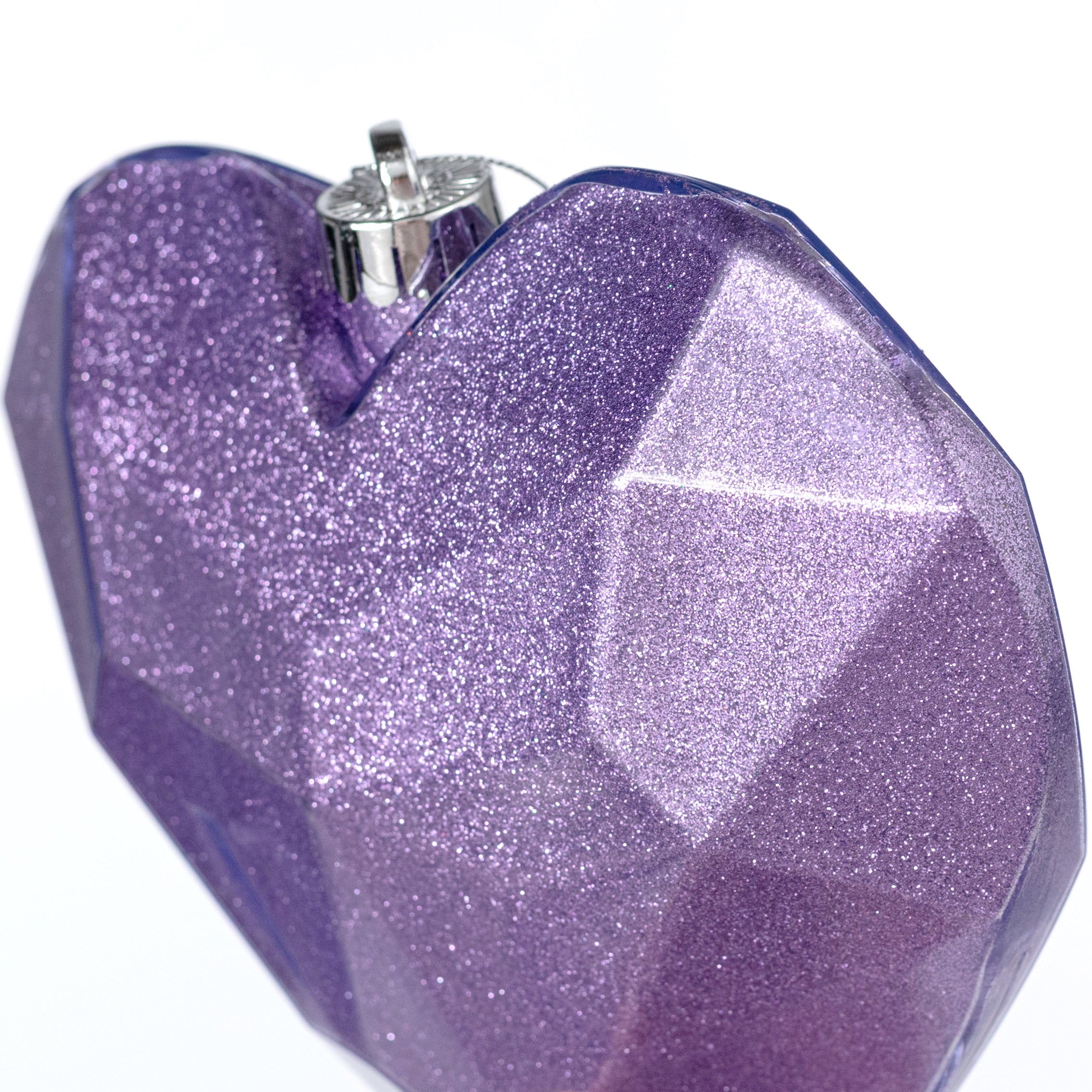 7.25" Heart Gem Ornament: Glitter Inside Lavender