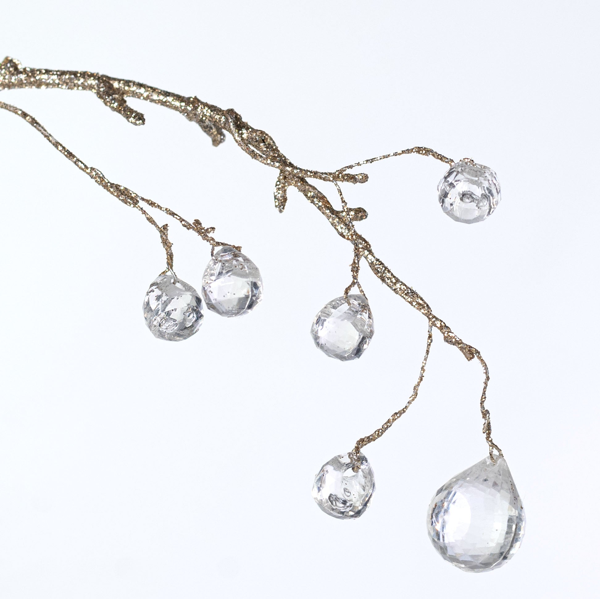 30" Acrylic Jewels Branch Spray: Champagne Gold & Clear