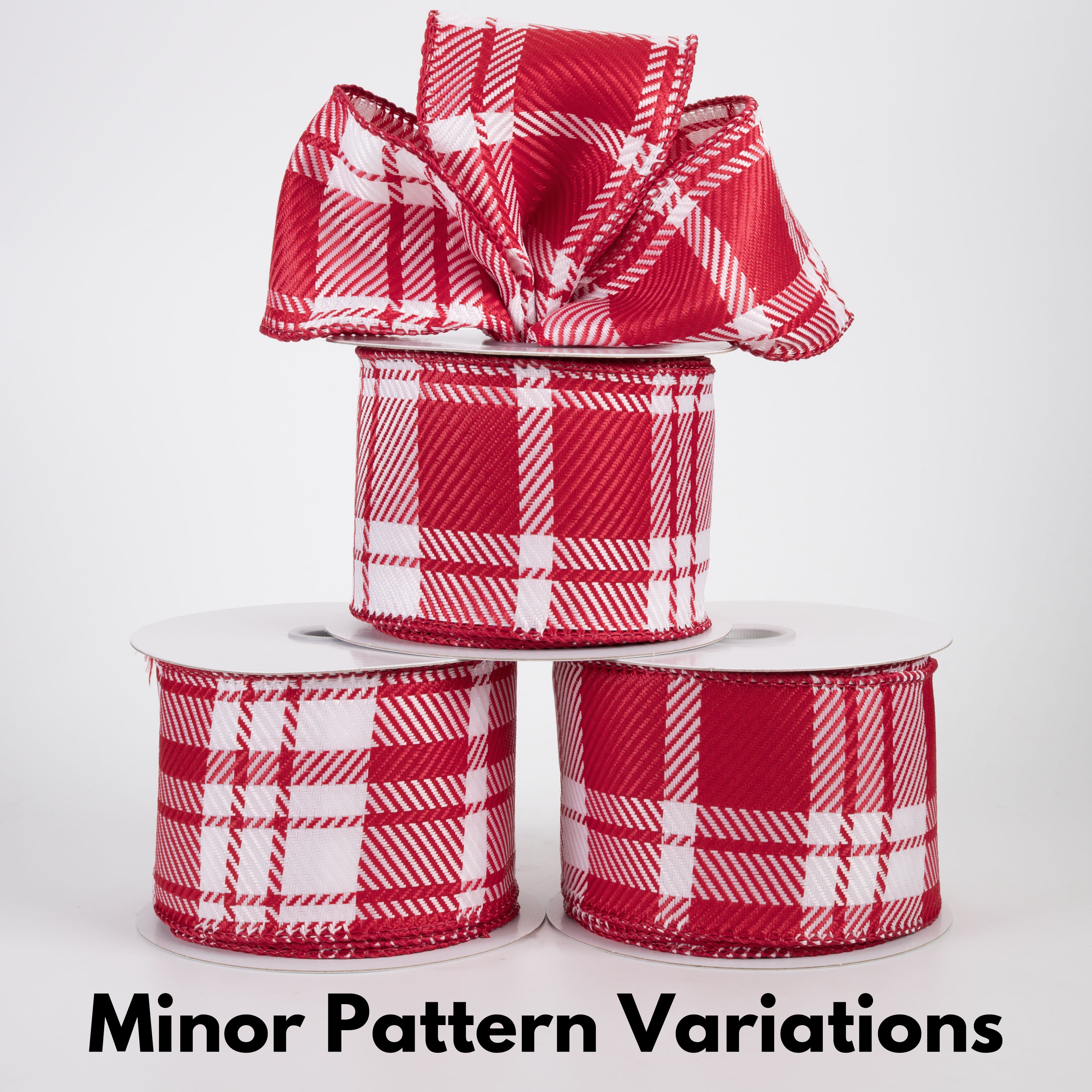 2.5" Bold Evan Christmas Woven Plaid Ribbon: Red & White (10 Yards)