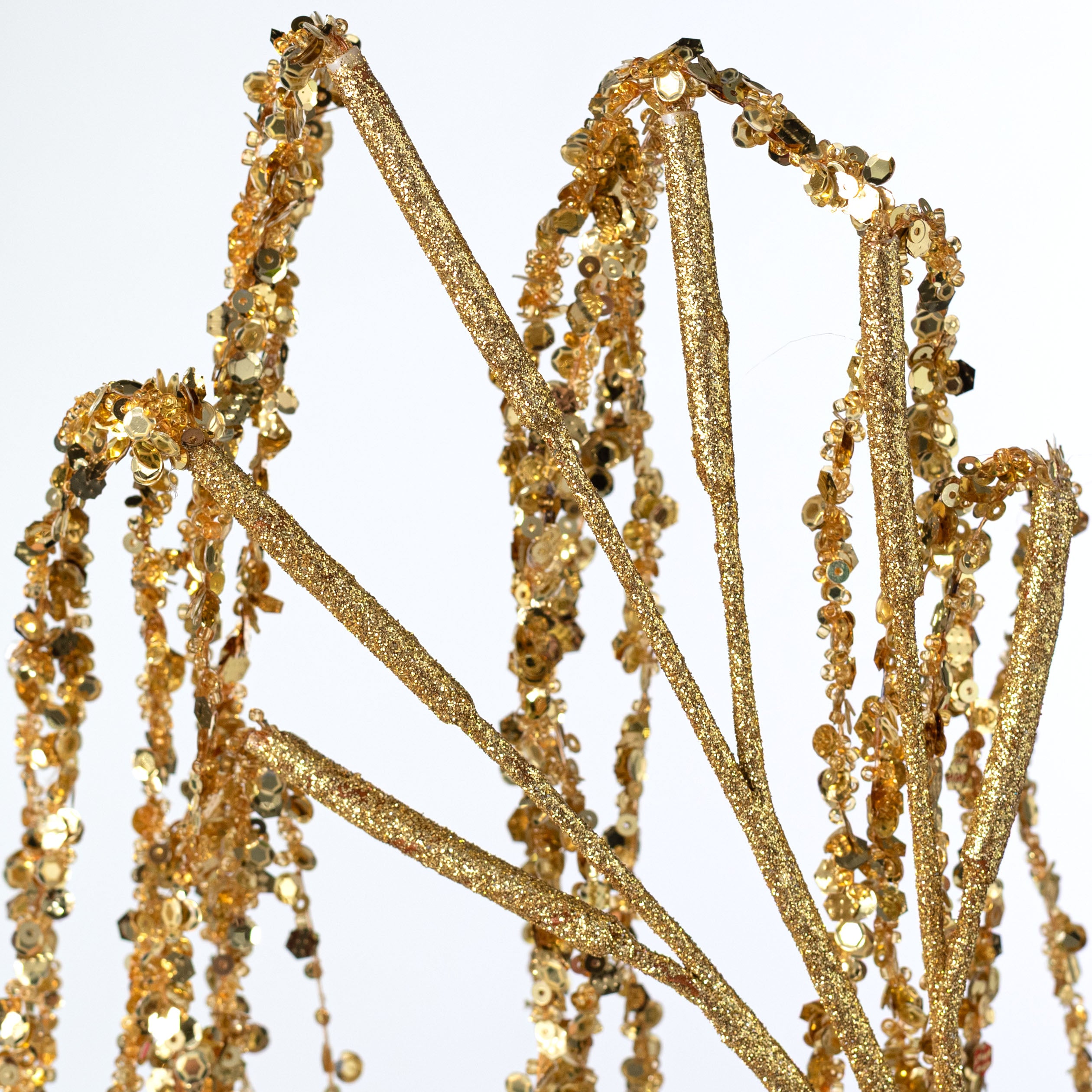 48" Hanging Glittered Sequin Strands Spray: Gold