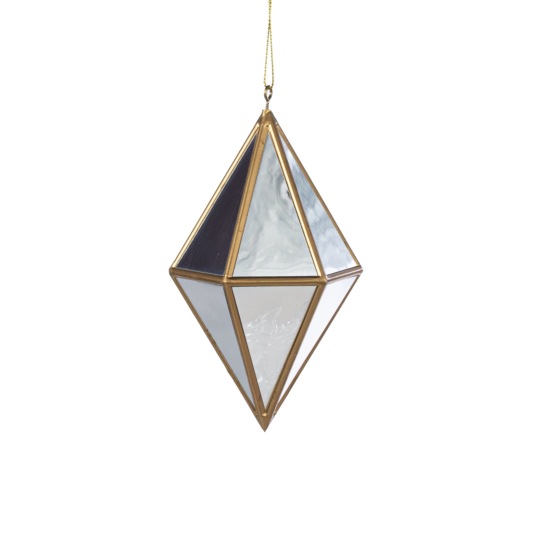 6" Mirror Prism Ornament: Gold & Silver