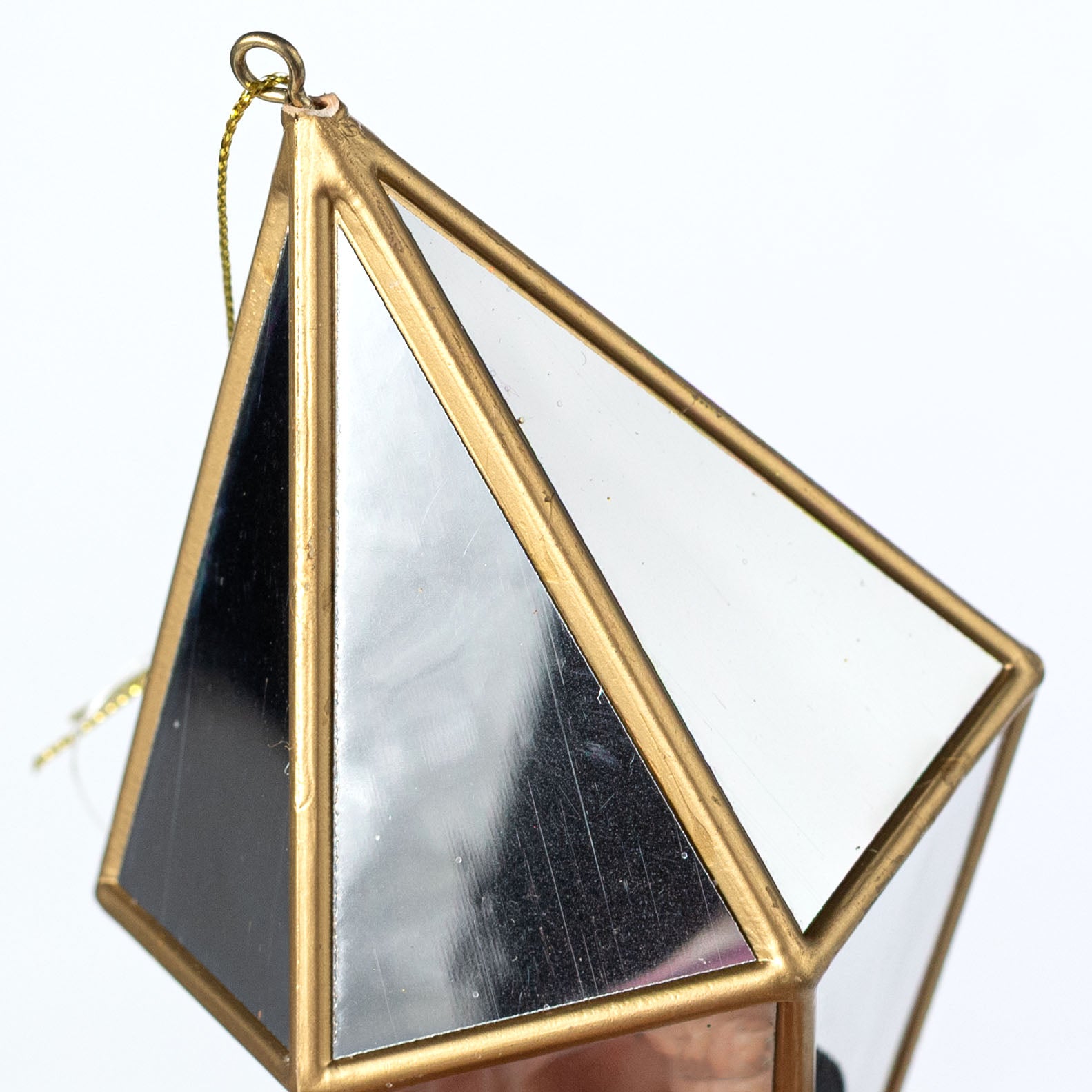 6" Mirror Prism Ornament: Gold & Silver