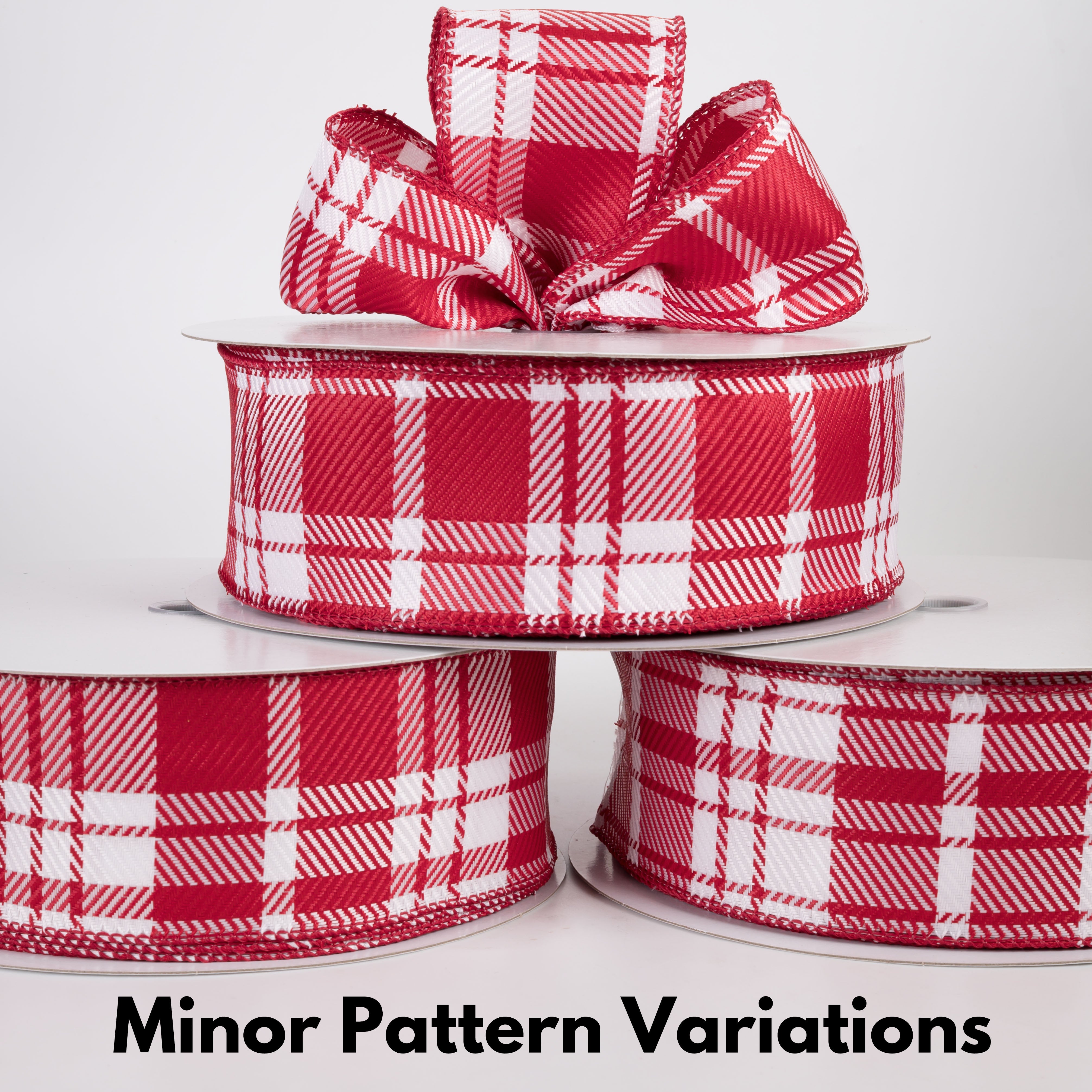2.5" Bold Evan Christmas Woven Plaid Ribbon: Red & White (50 Yards)