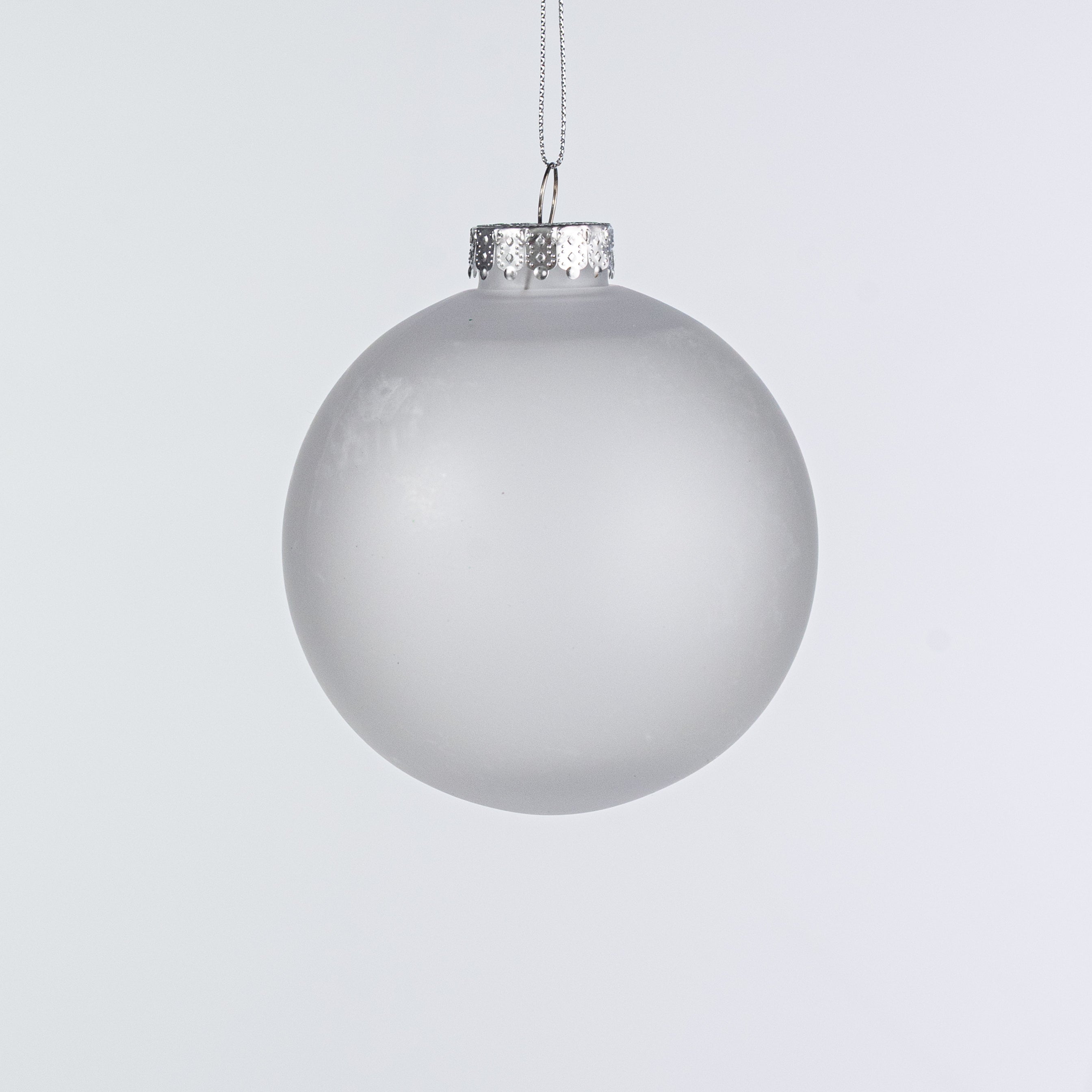 100MM Plastic Ball Ornament: Frosted Clear Translucent (Set of 4)