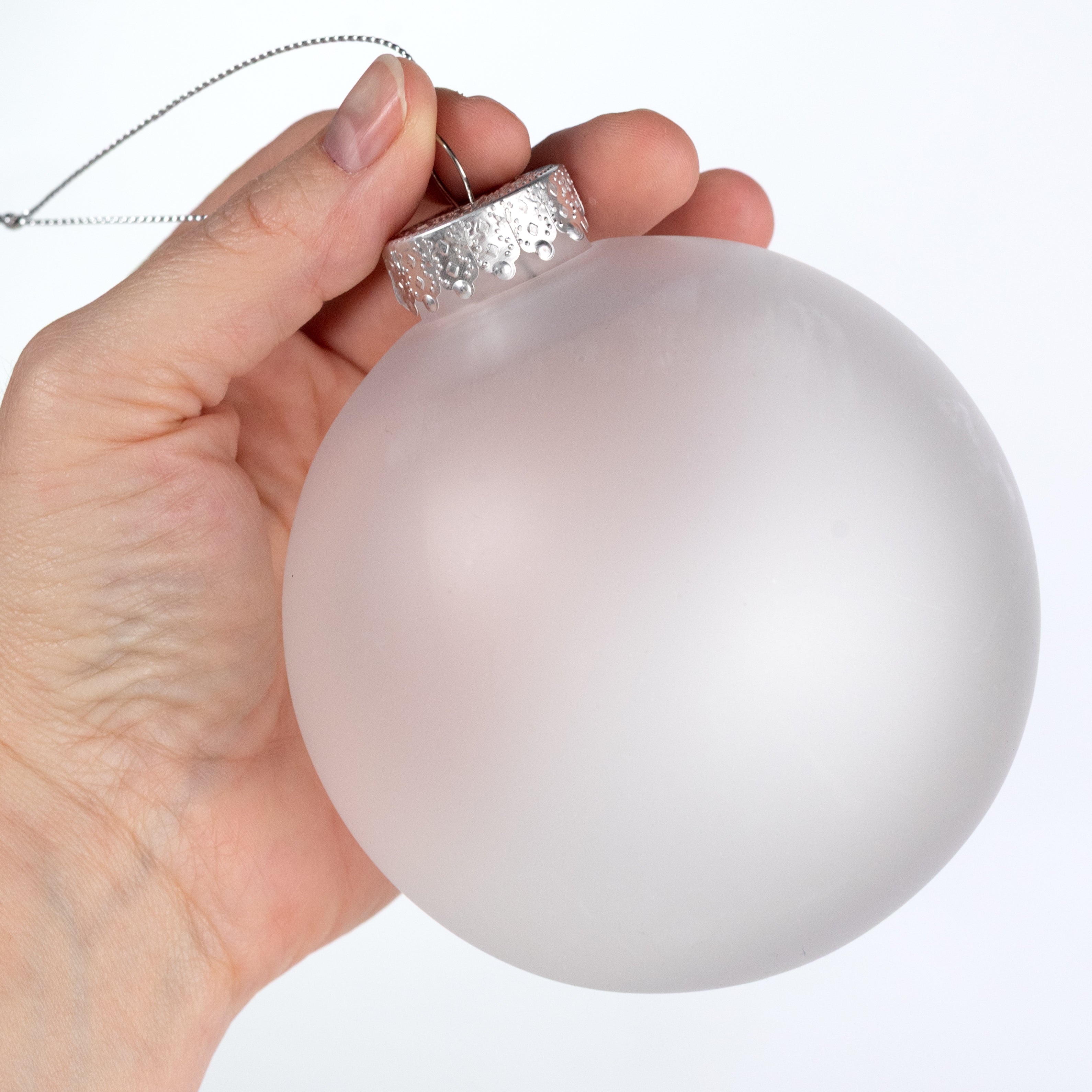 100MM Plastic Ball Ornament: Frosted Clear Translucent (Set of 4)