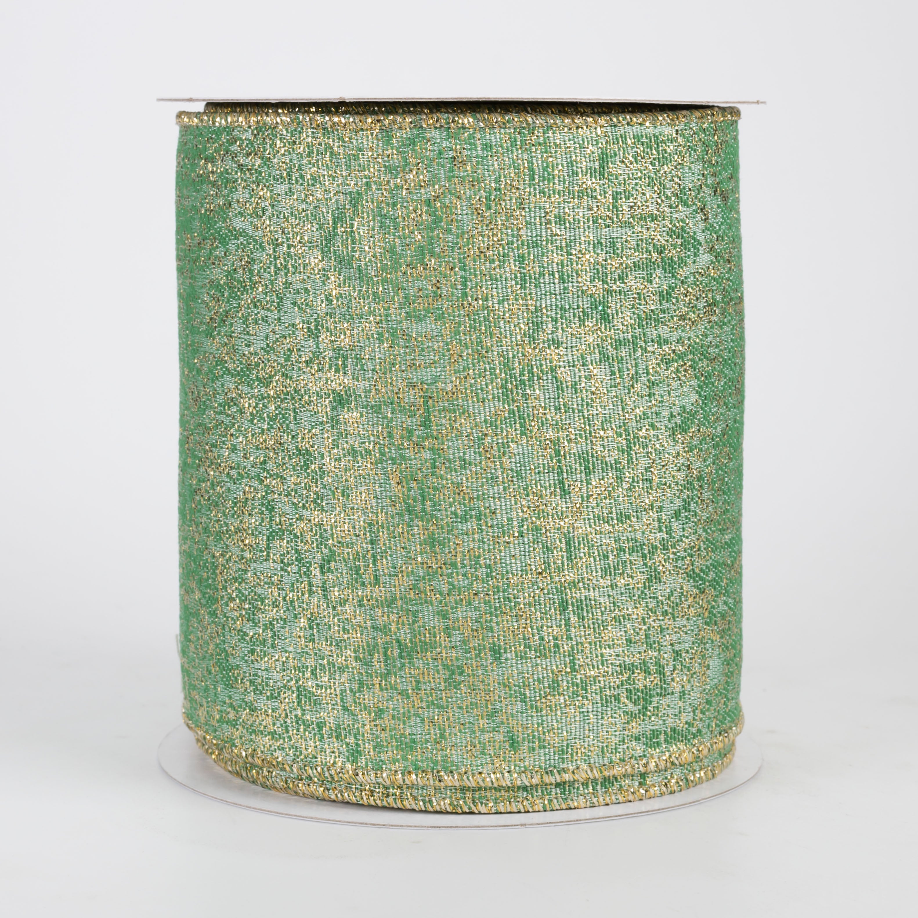 4" Metallic Mist Woven Ribbon: Emerald, Jade & Gold (10 Yards)