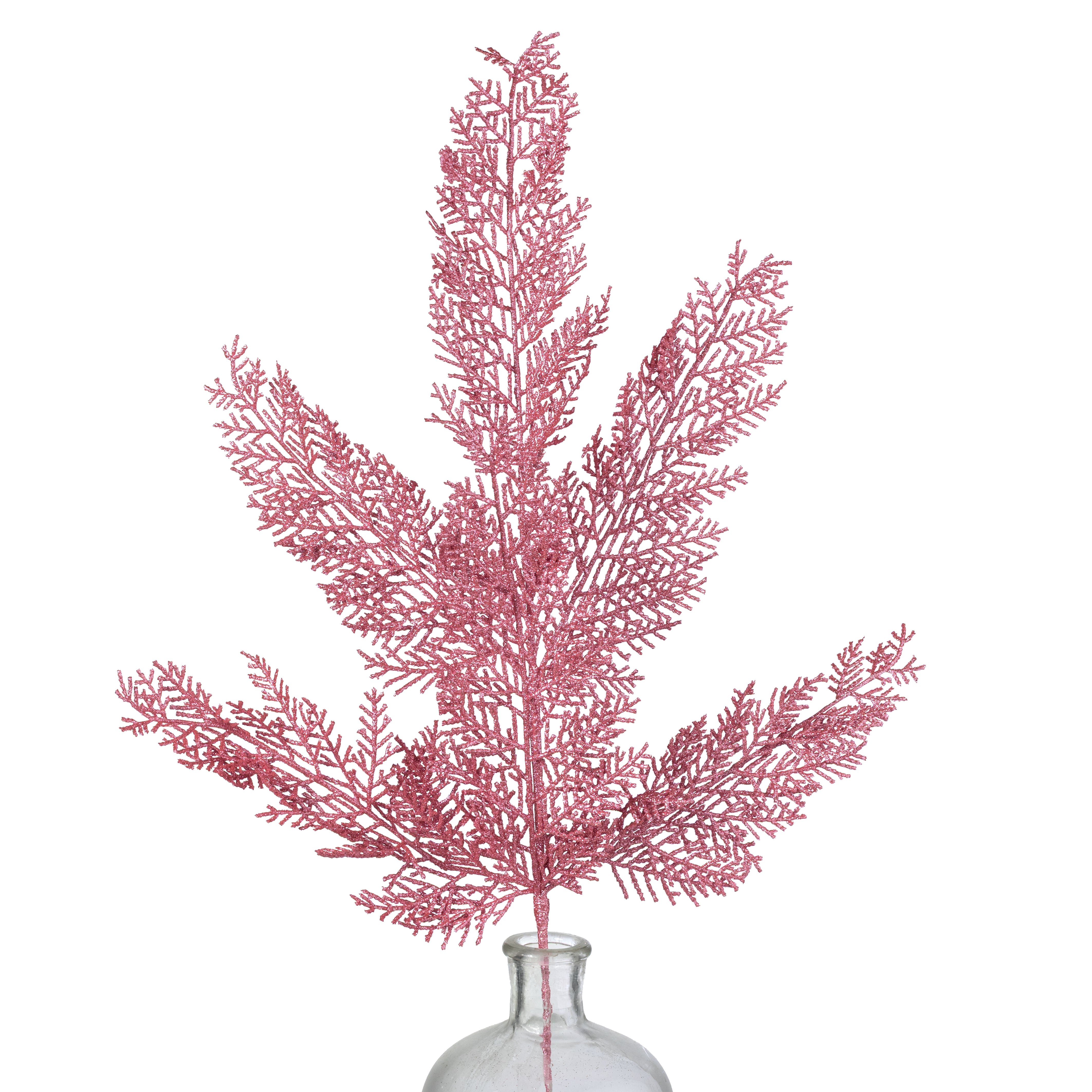 29" Glittered Fern Spray: Pink