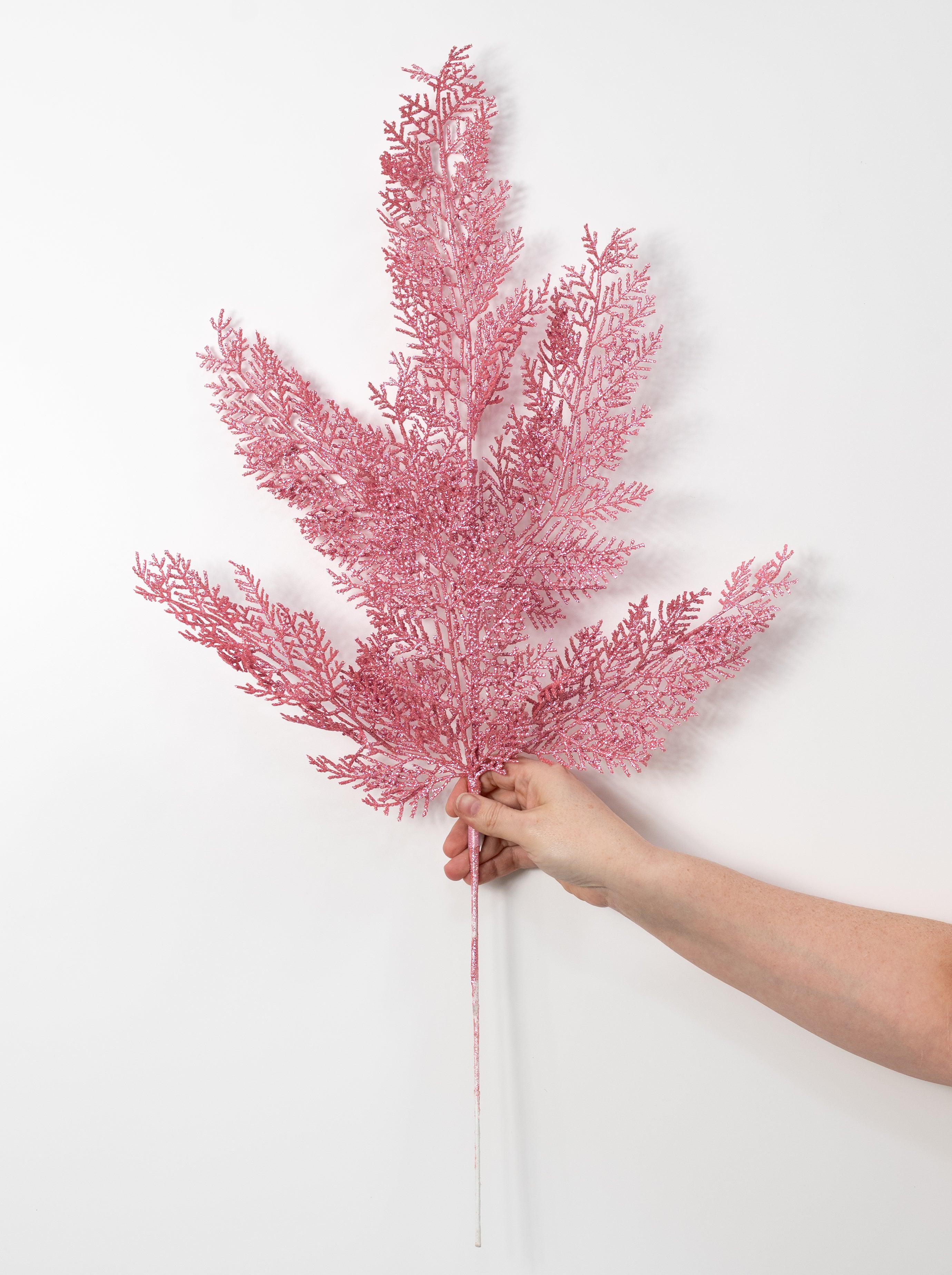29" Glittered Fern Spray: Pink