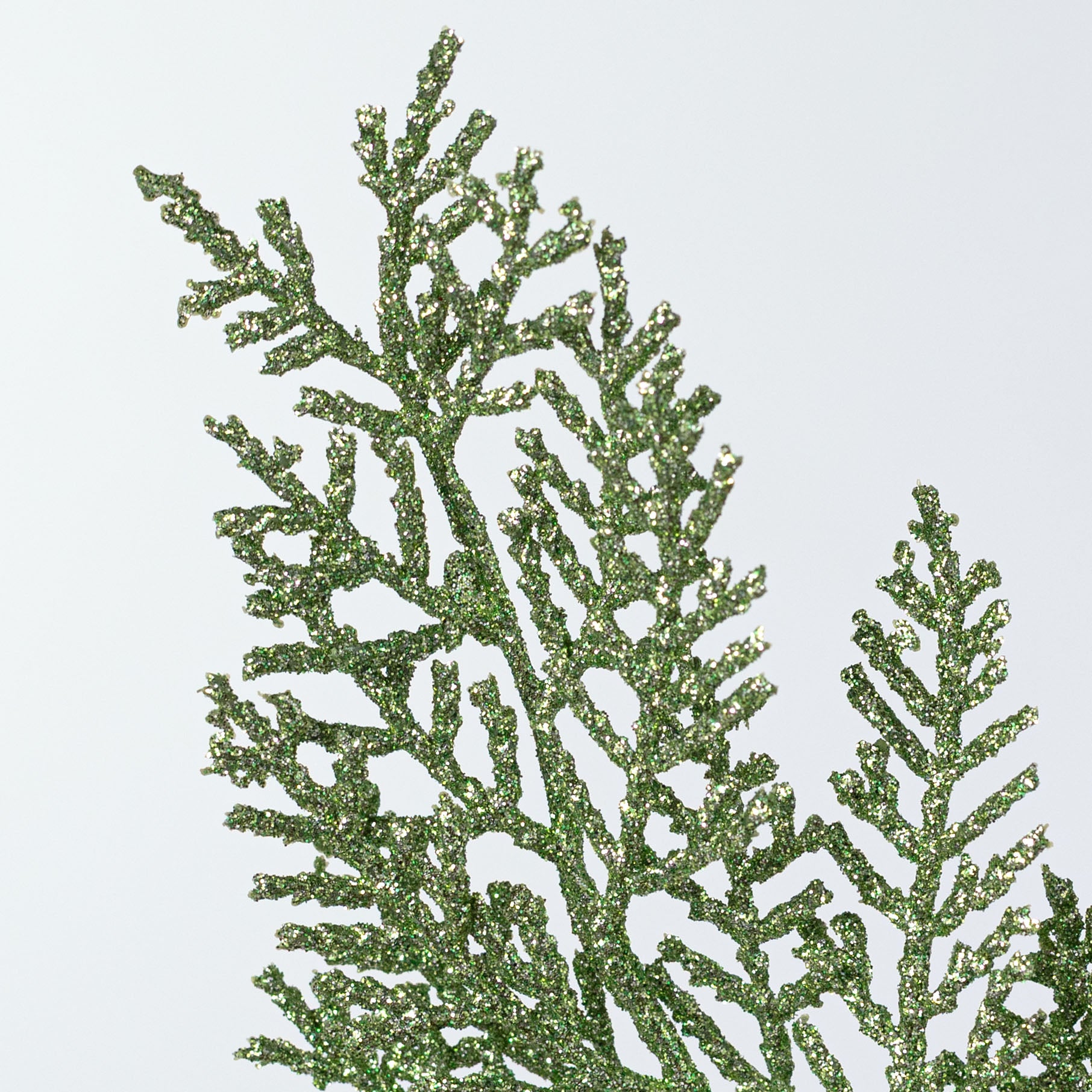 29" Glittered Fern Spray: Sage Green