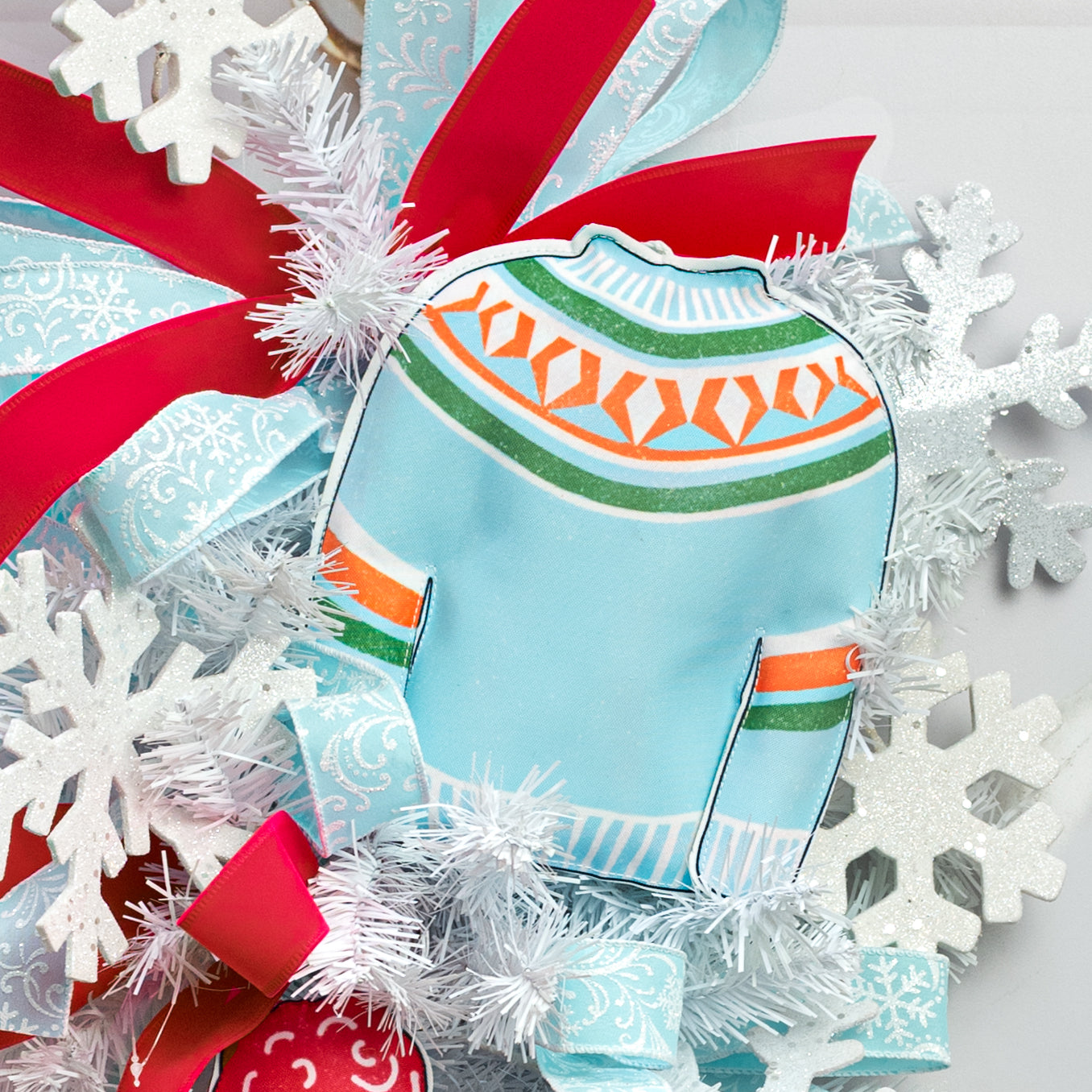 8" Fabric Sweater Ornament: Ice Blue