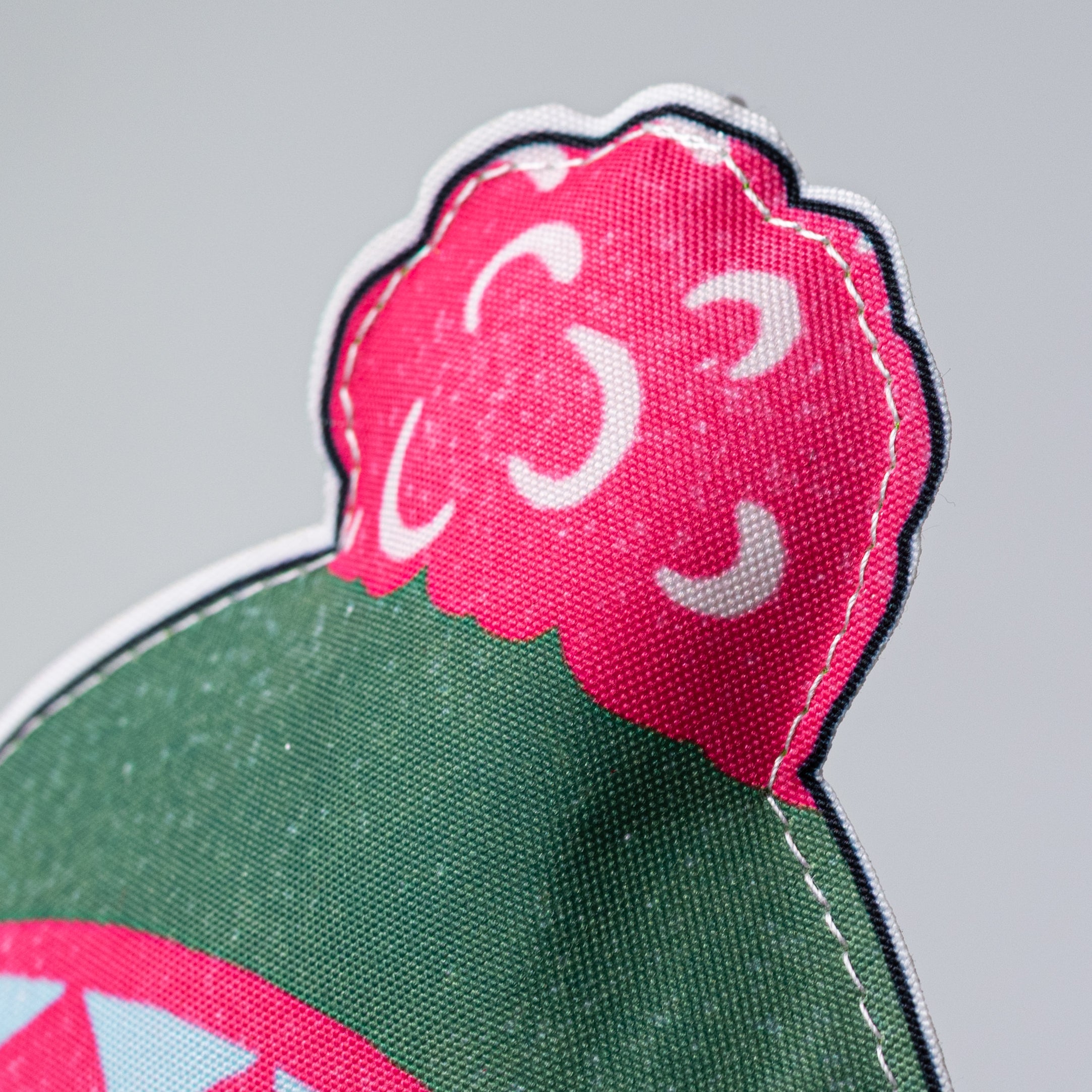8.5" Fabric Winter Beanie Hat Ornament: Green & Hot Pink