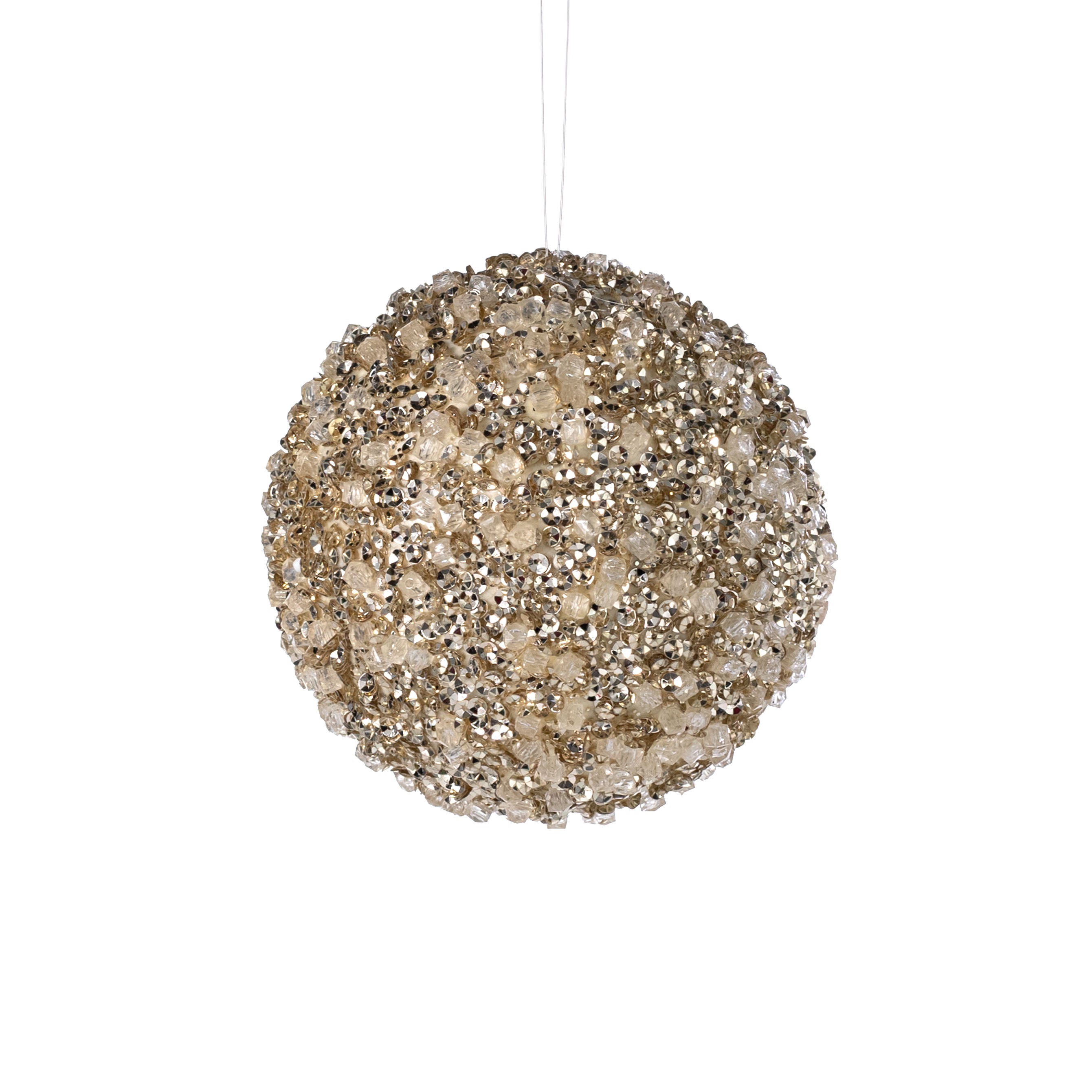 5" Beaded & Sequined Ball Ornament: Champagne Gold