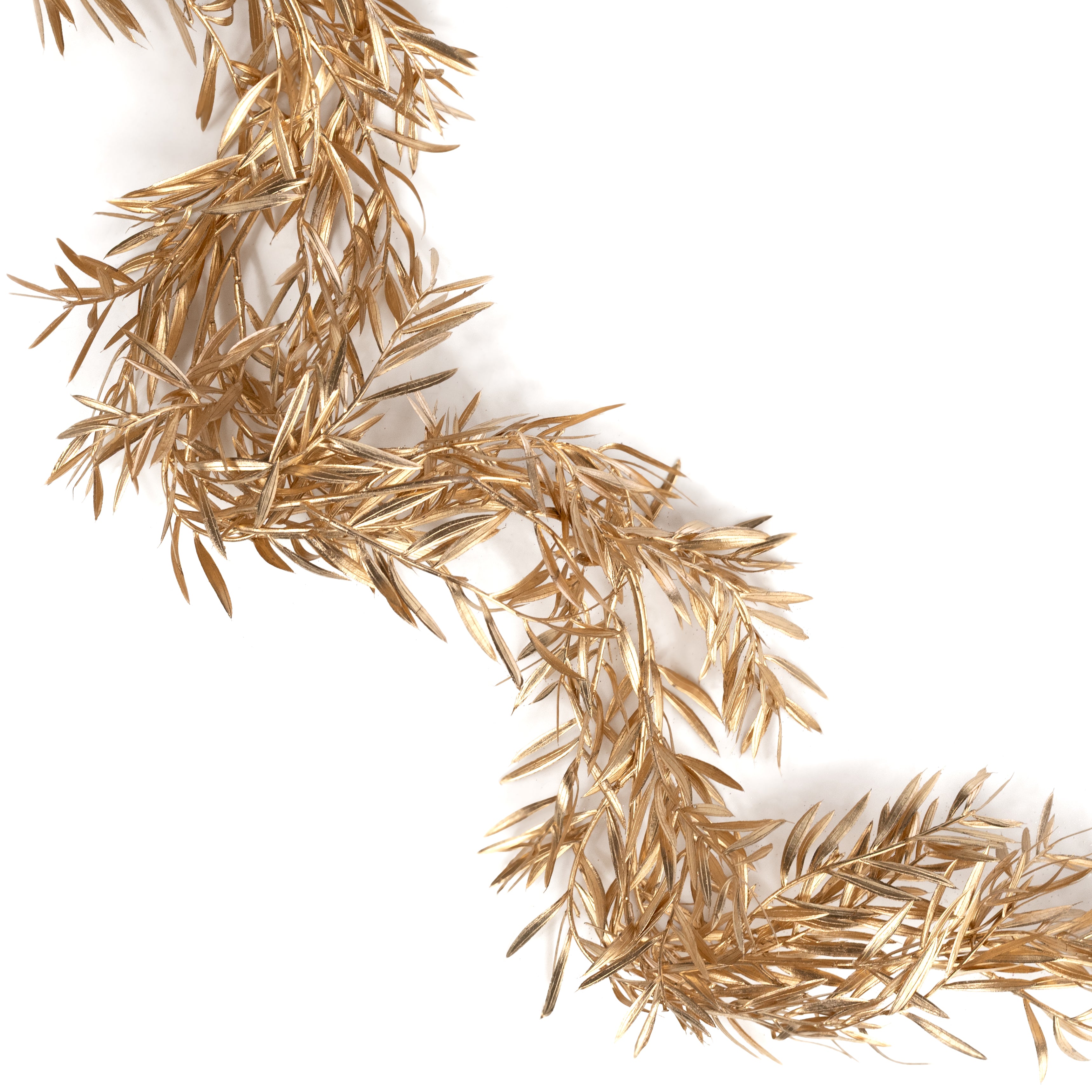 6' Shiny Willow Leaves Garland: Matte Metallic Gold