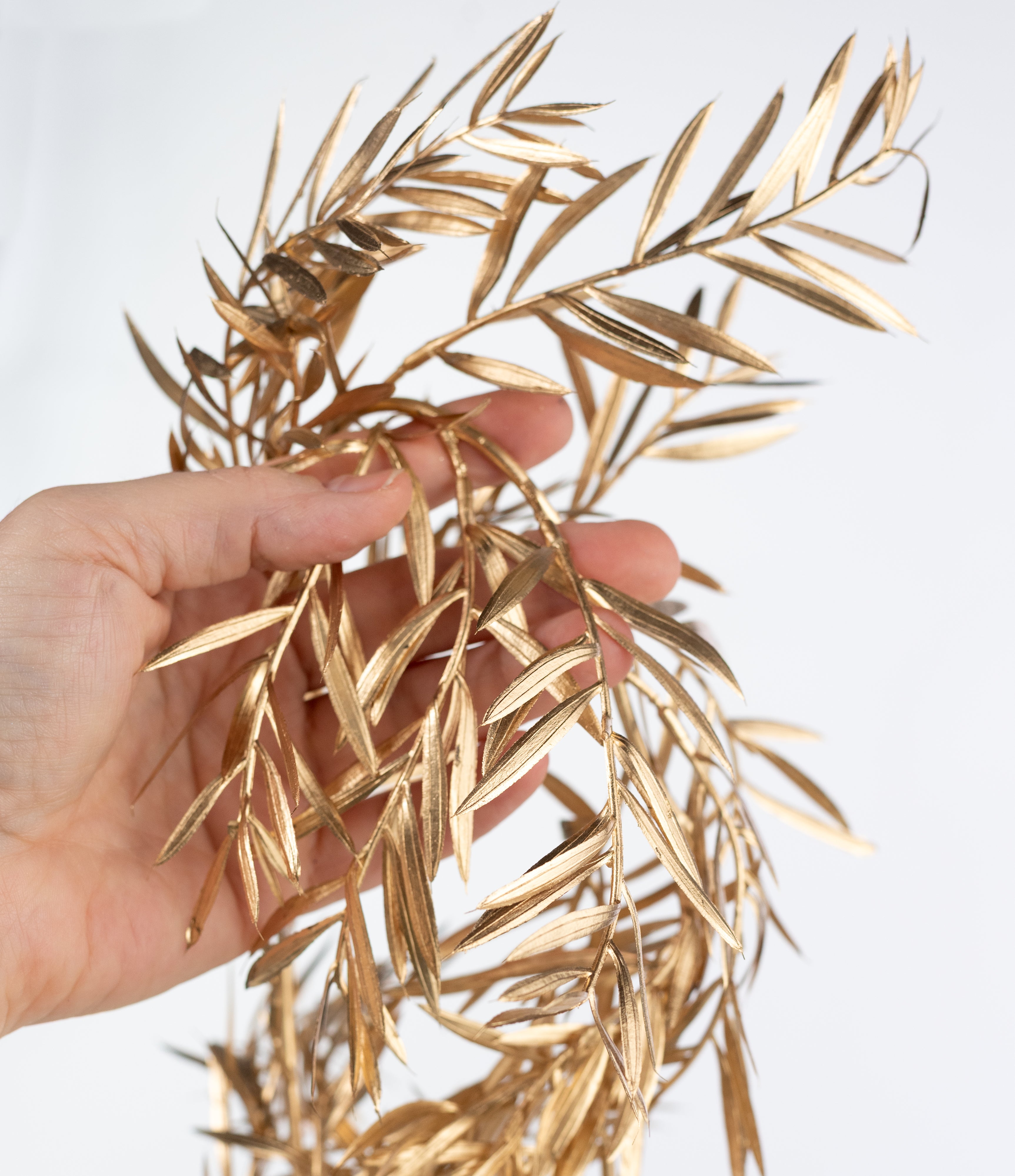 6' Shiny Willow Leaves Garland: Matte Metallic Gold