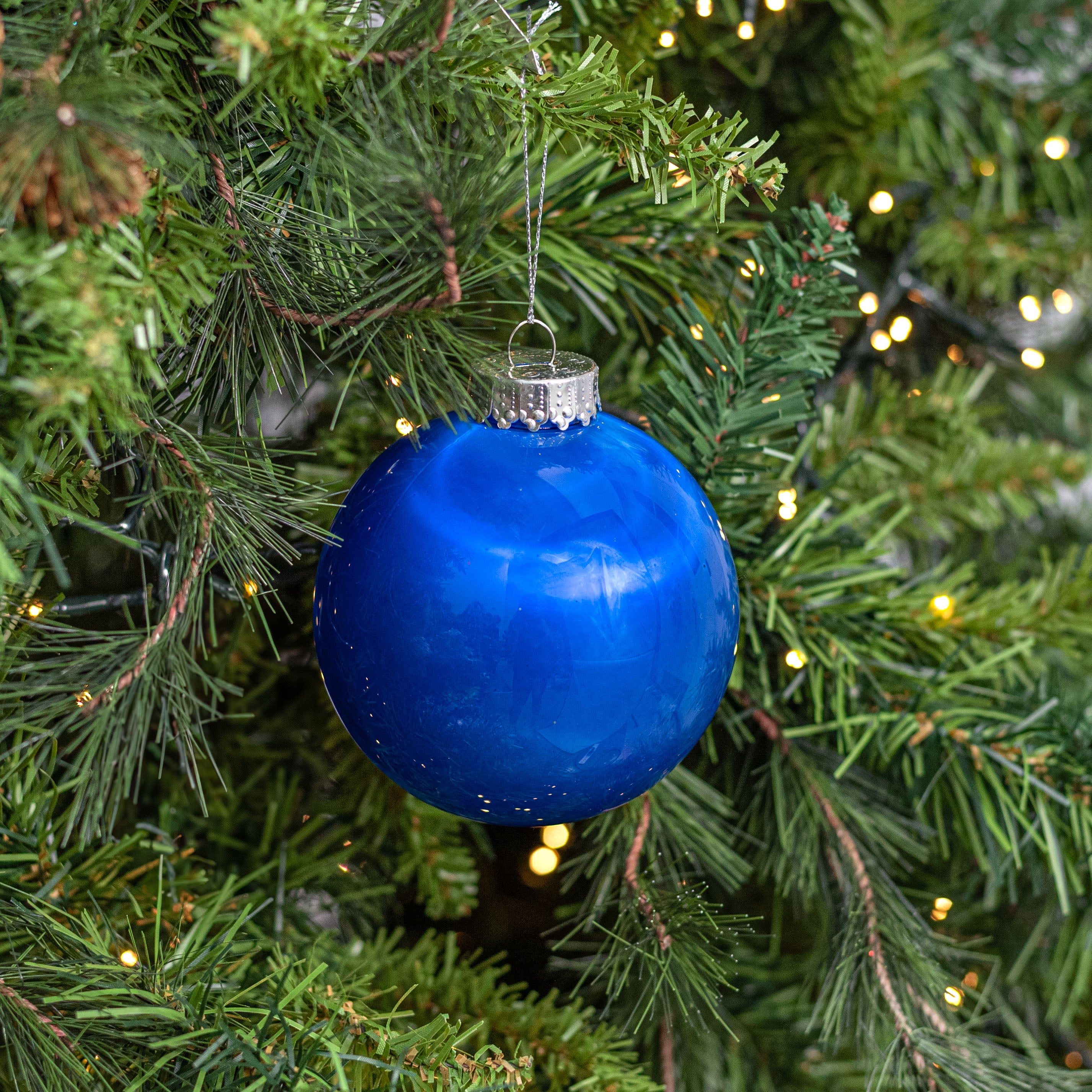 100mm Lacquered Glass-Look Shatterproof Ornament: Royal Blue