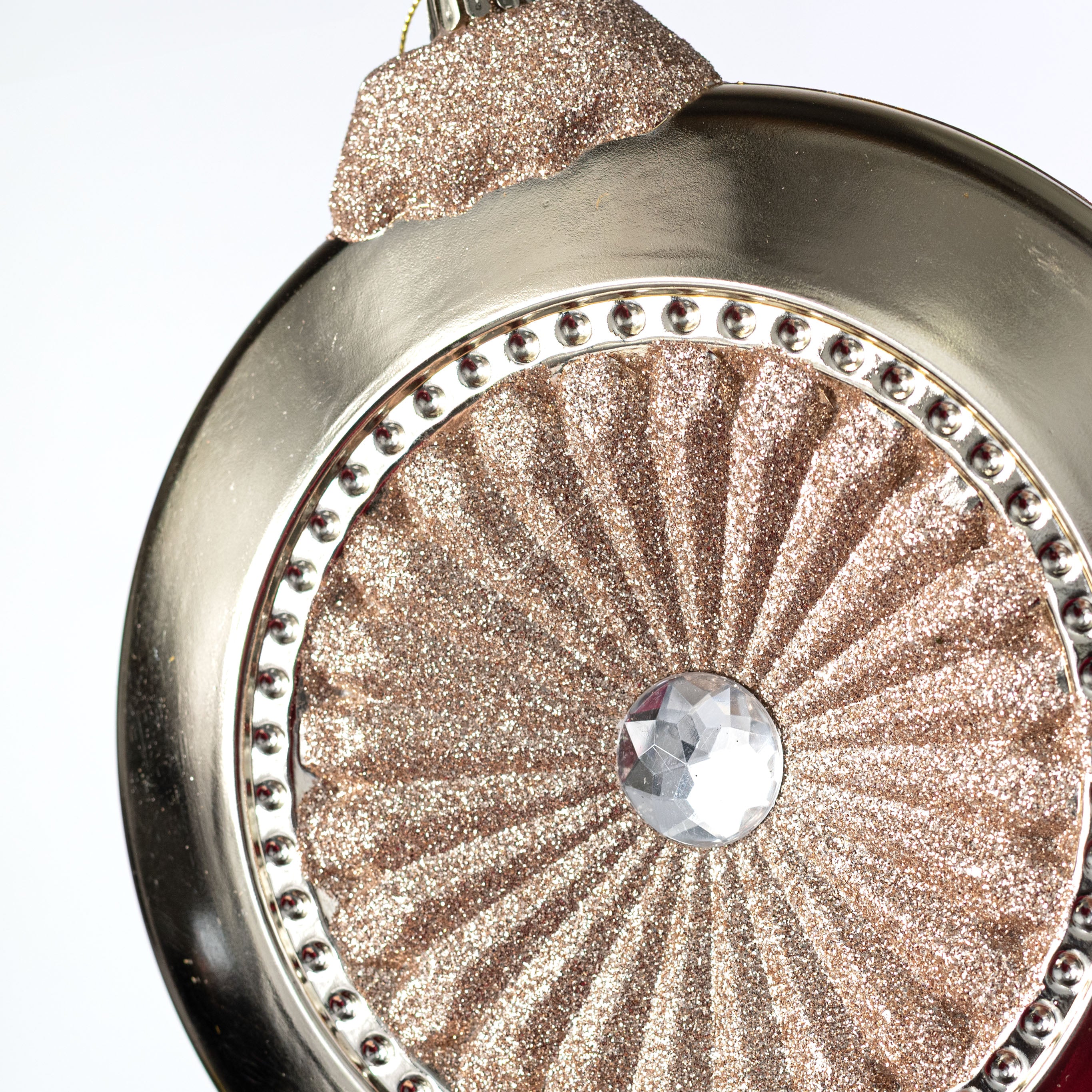 8" Glittered Disc Flat Ornament: Champagne Gold