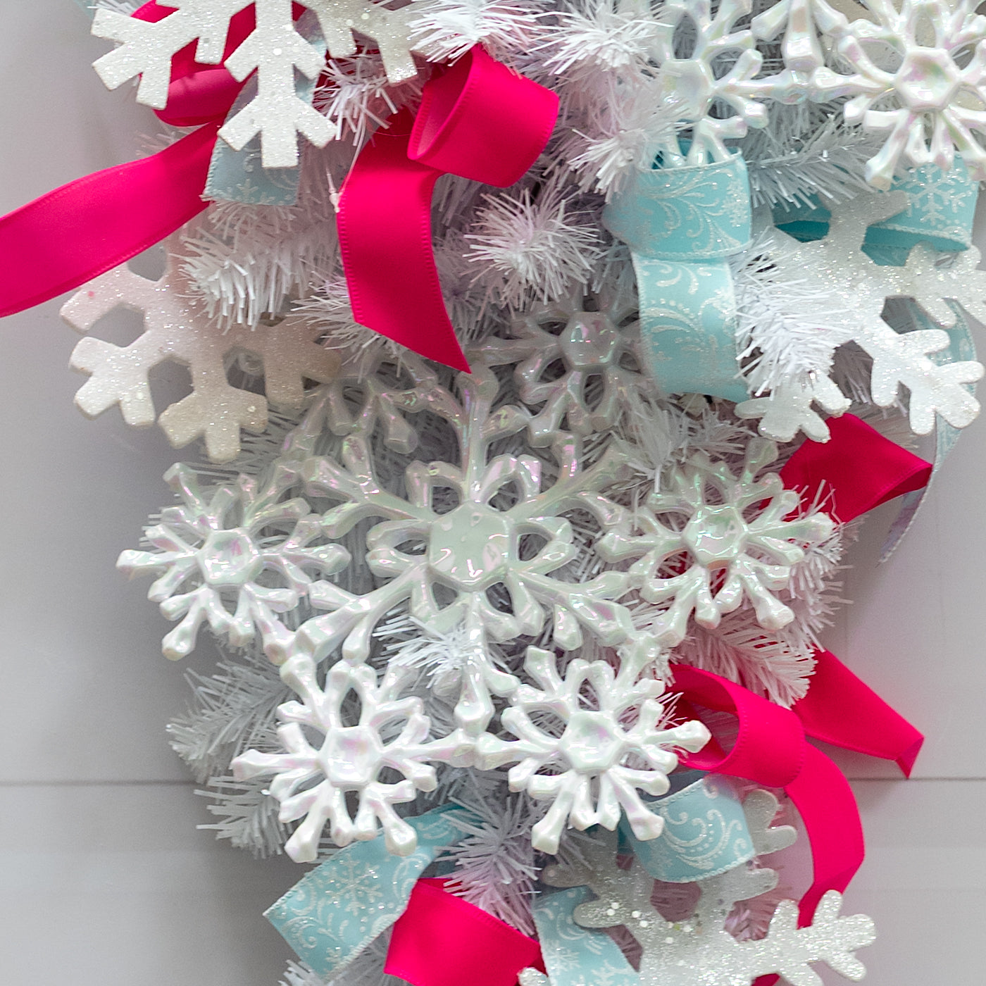 11" Iridescent Snowflake Ornament: White