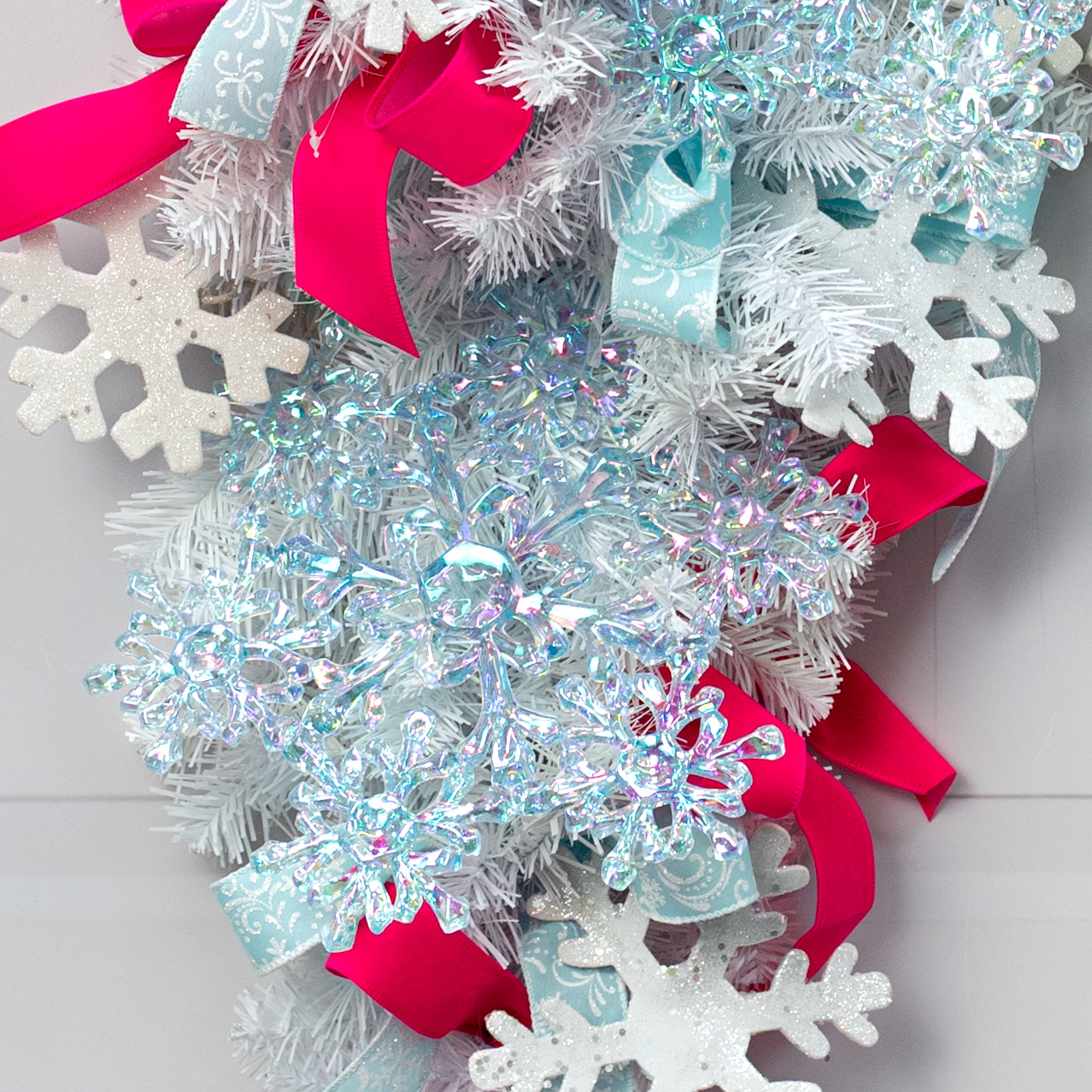 11" Iridescent Snowflake Ornament: Clear Blue