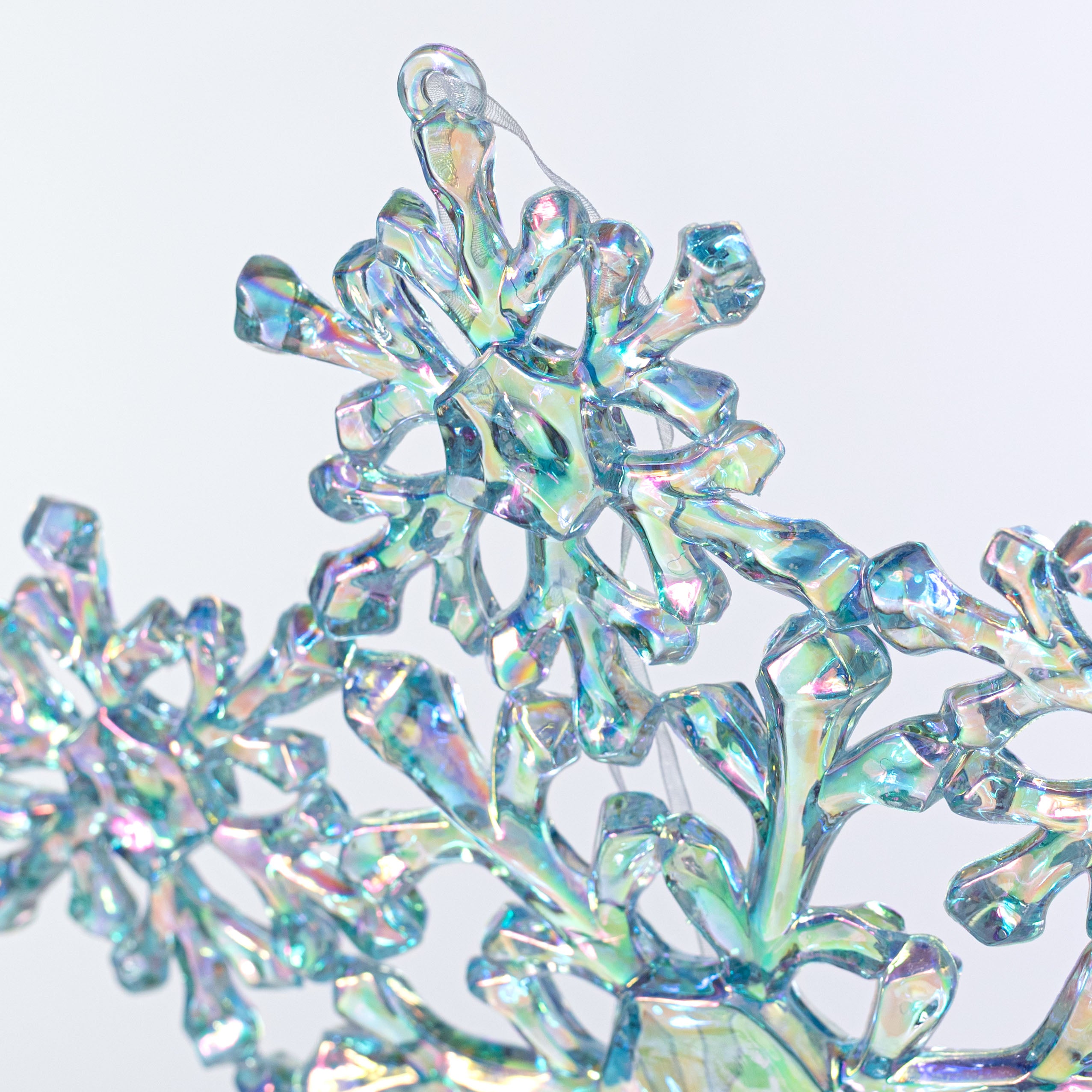 11" Iridescent Snowflake Ornament: Clear Blue