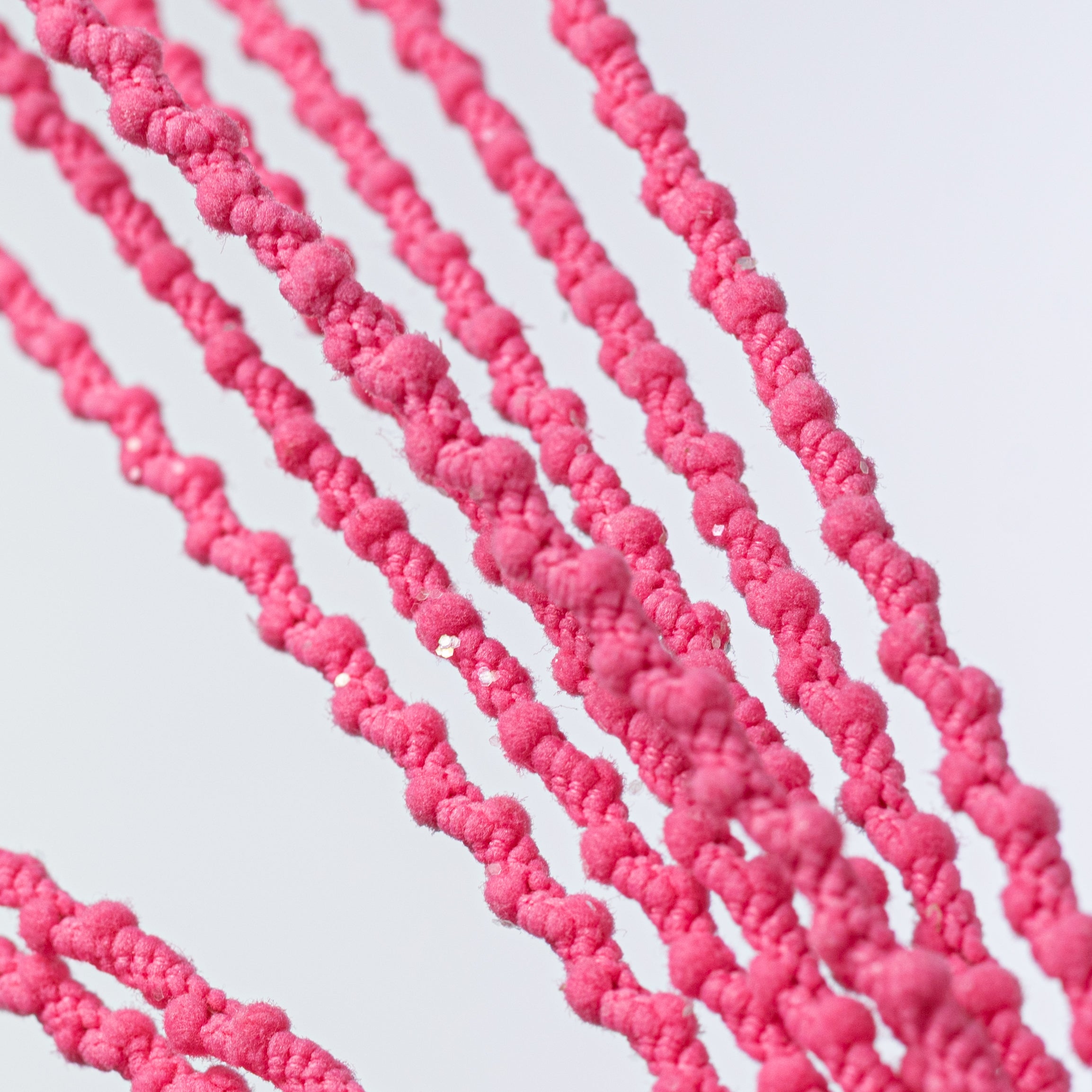 35" Glittered Puff Chenille Dangling Spray: Hot Pink