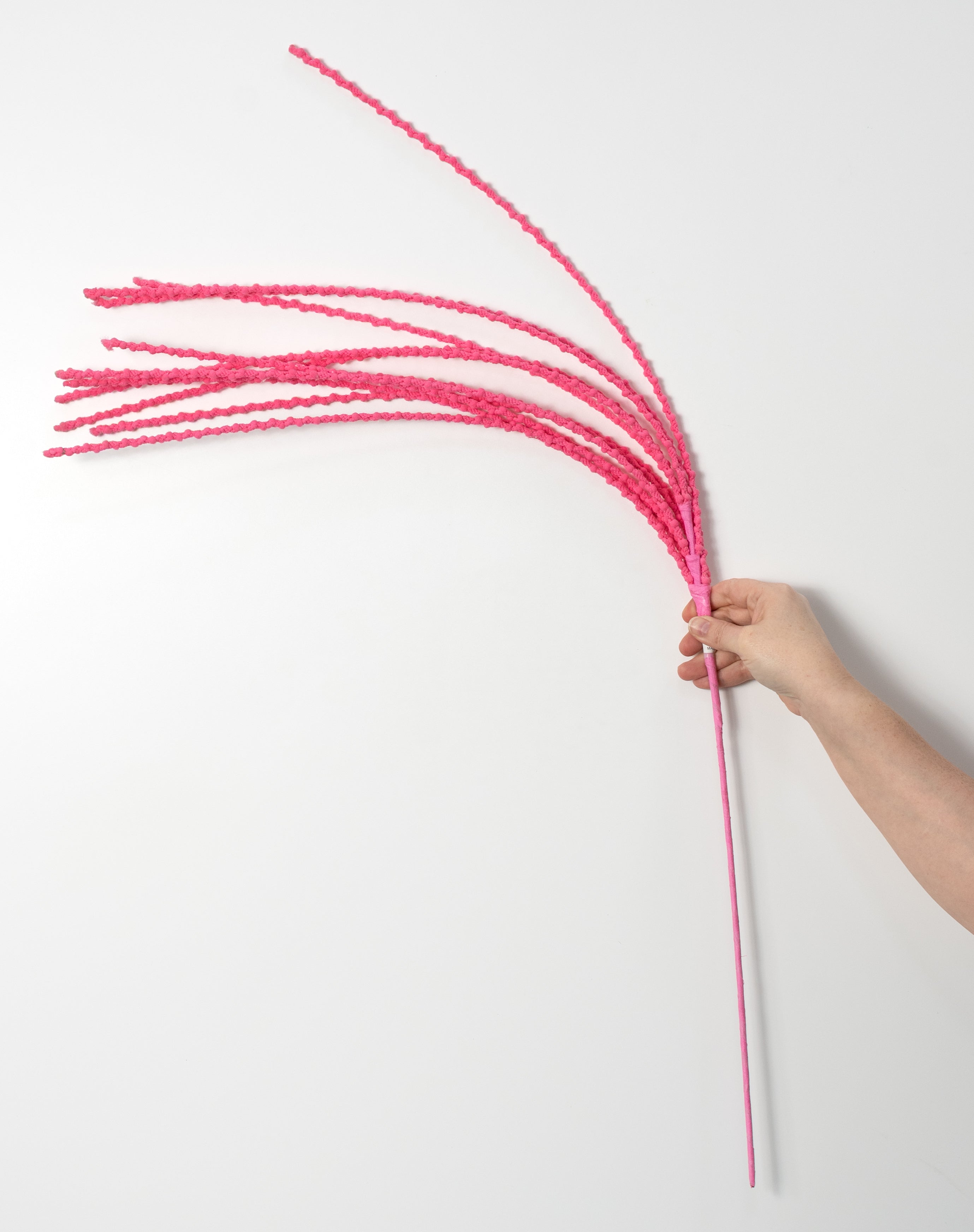 35" Glittered Puff Chenille Dangling Spray: Hot Pink